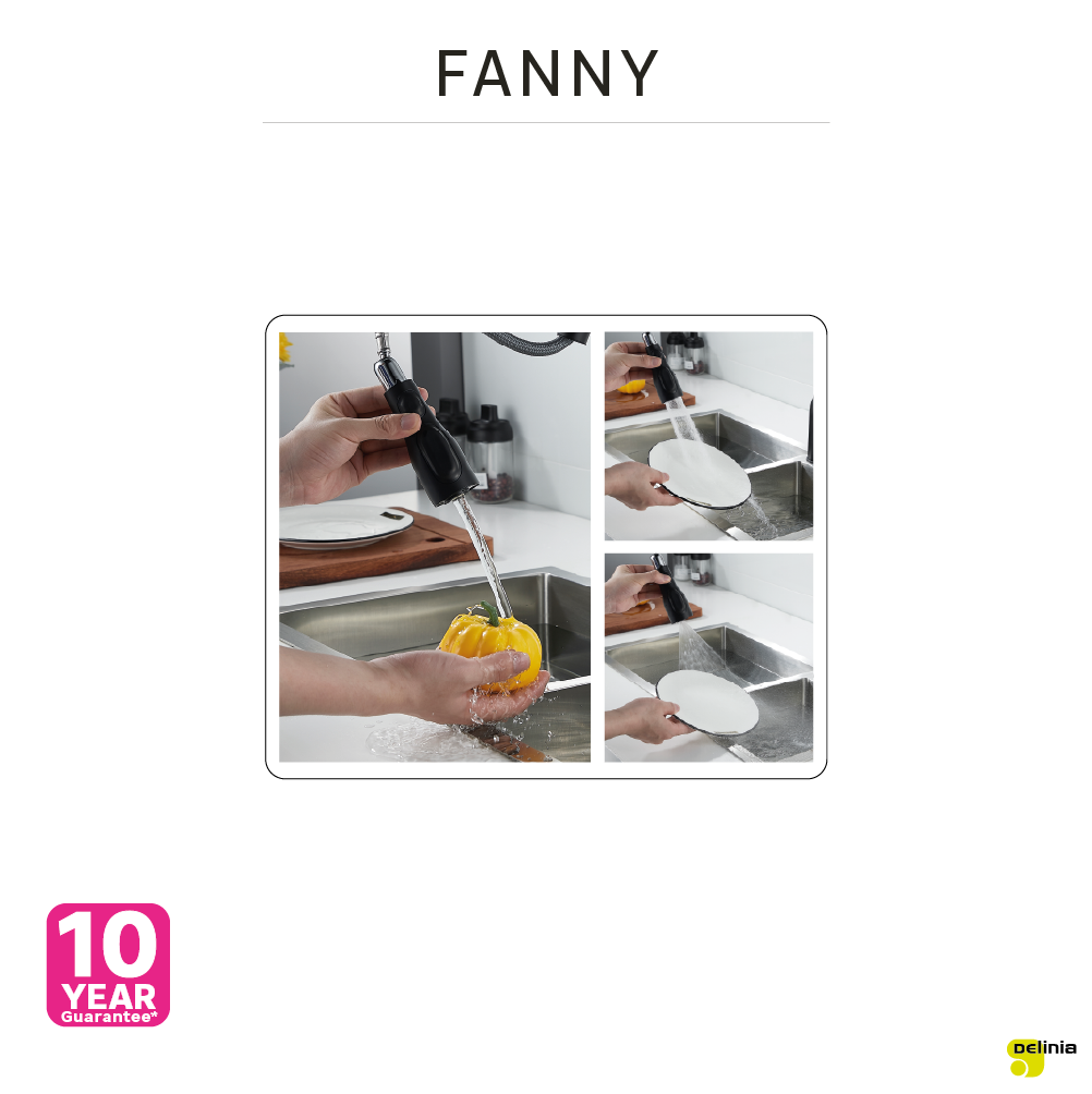 Robinet de cuisine avec douchette noir, Fanny, DELINIA - 11