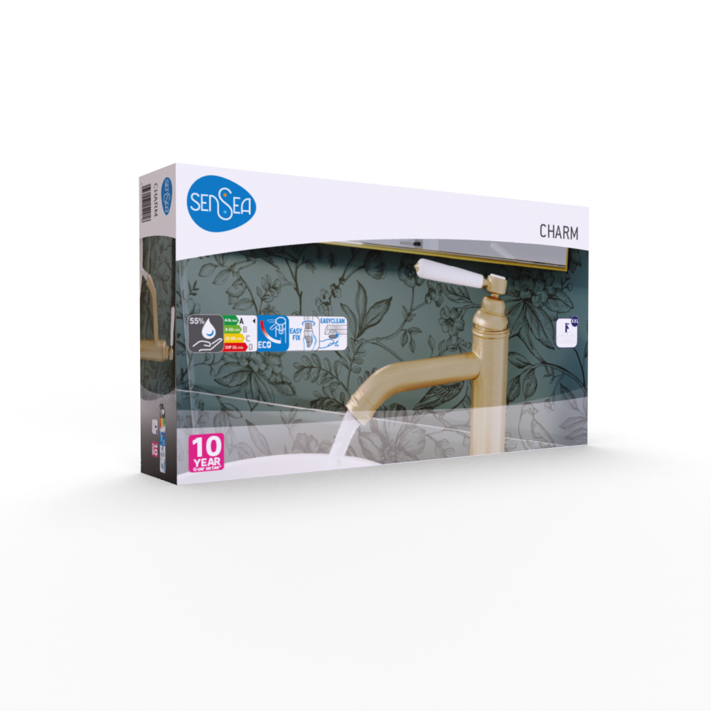 Torneira de lavatório dourado 5,5x18,5x31,8 cm Sensea Charm - 10