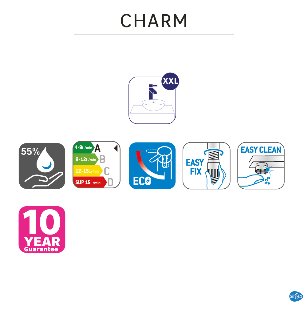 Mitigeur de lavabo chrome XL, Charm, SENSEA - 12