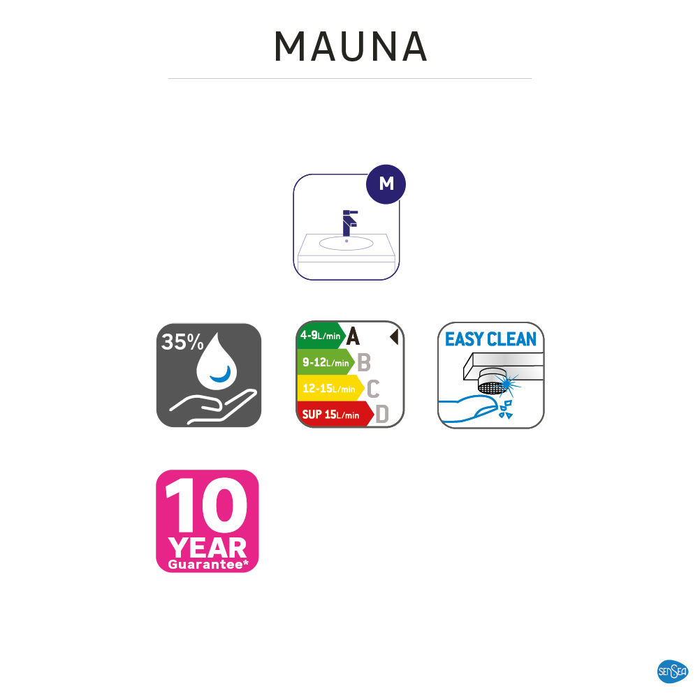 Grifo de lavabo SENSEA Mauna bimando cromo brillo. Latón - 6