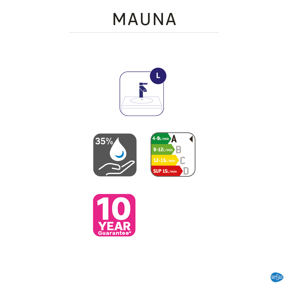 Grifo de lavabo SENSEA Mauna bimando caño alto cromo brillo. Latón - 8