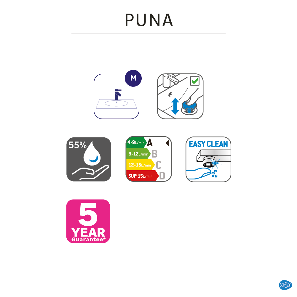 Grifo de lavabo SENSEA Puna monomando cromo brillo. Antical. Latón - 7
