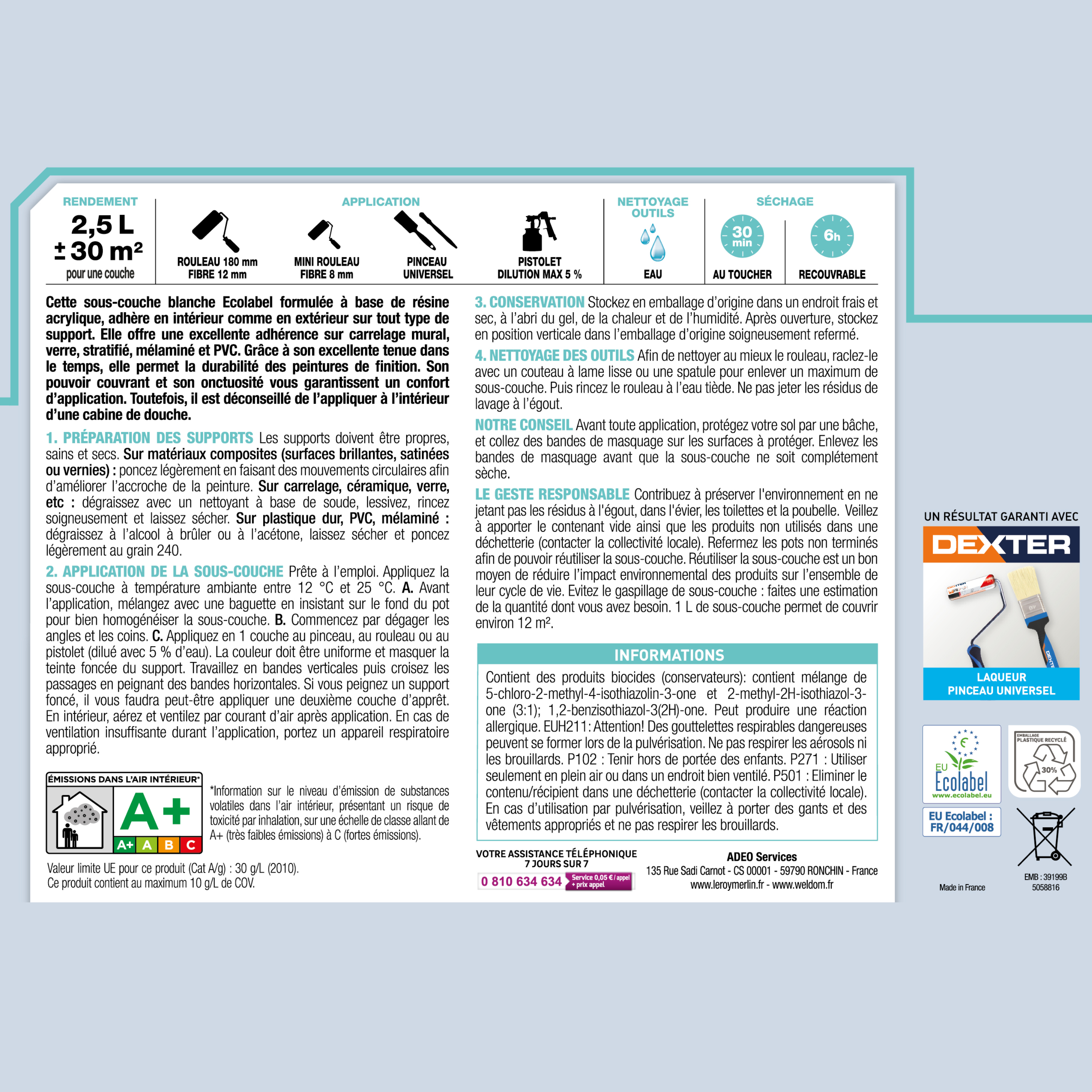 Sous-couche carrelage, verre, pvc, stratifié LUXENS 2.5 L - 4