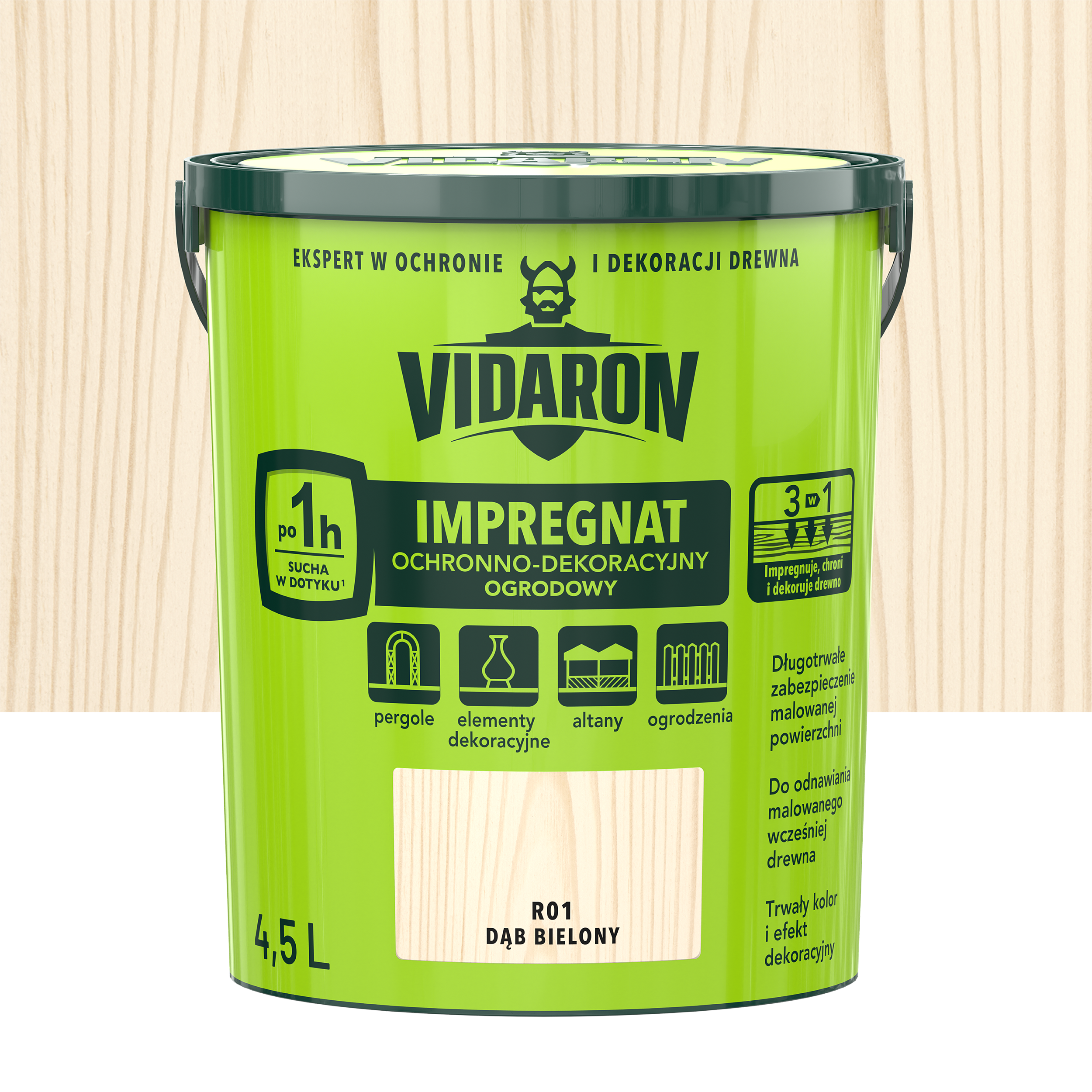 Impregnat do drewna ogrodowy 4.5 l Dąb Bielony Vidaron