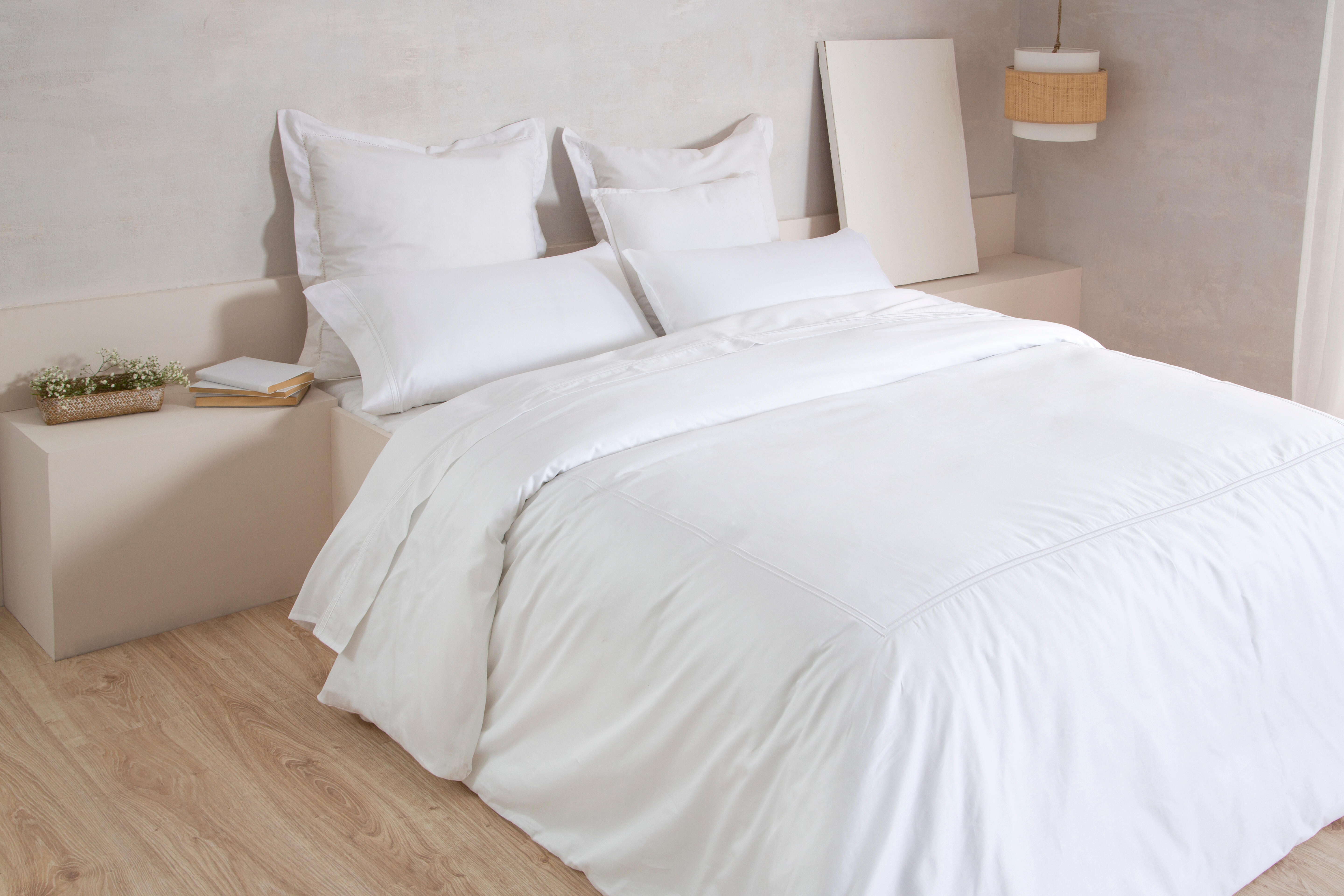 Sábana encimera Bordón algodón egipcio 400 hilos blanco 280x290 para cama de 180 cm - 10