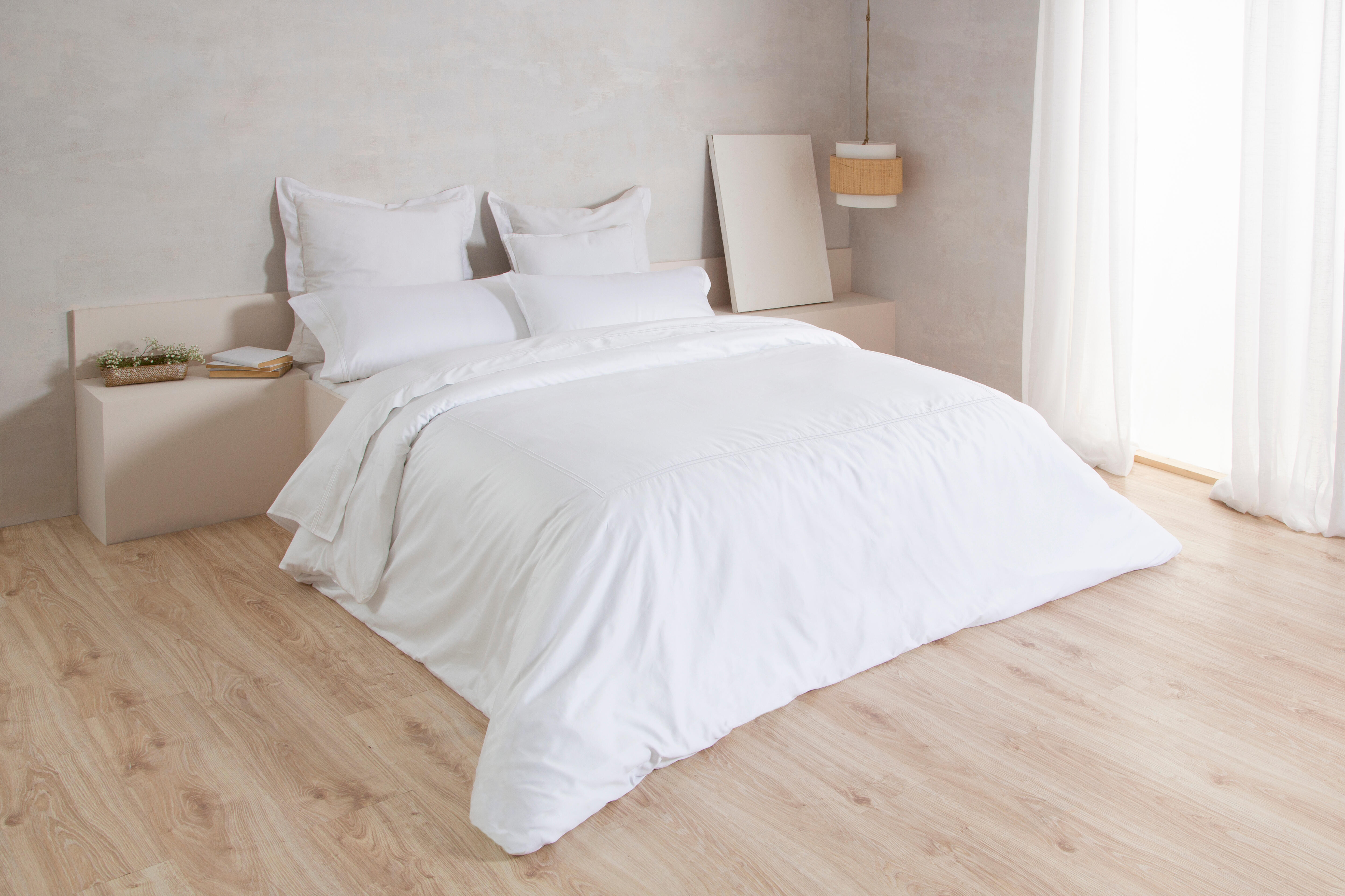 Sábana encimera Bordón algodón egipcio 400 hilos blanco 280x290 para cama de 180 cm - 6