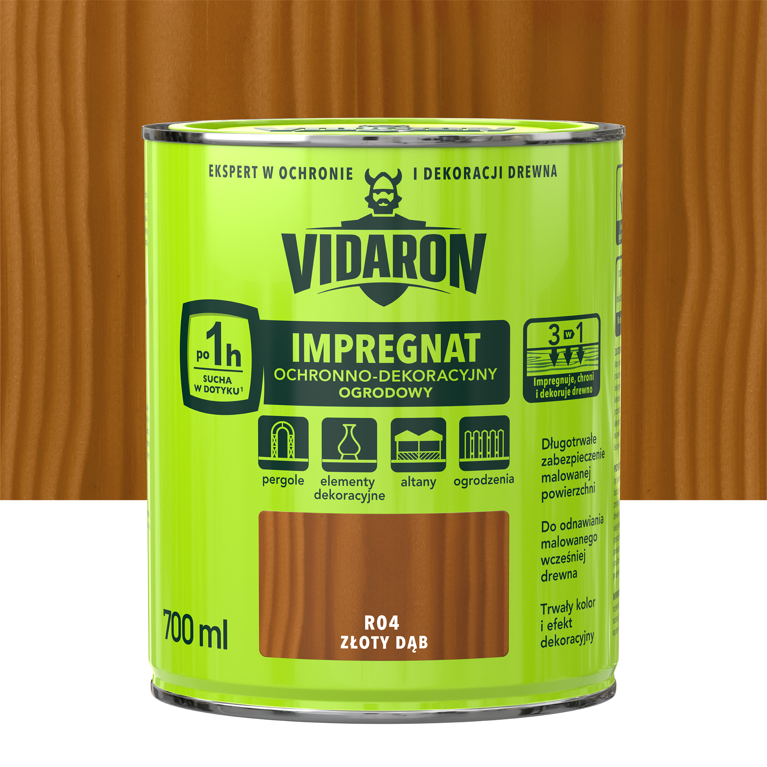 Impregnat do drewna ogrodowy 0.7 l Złoty Dąb Vidaron