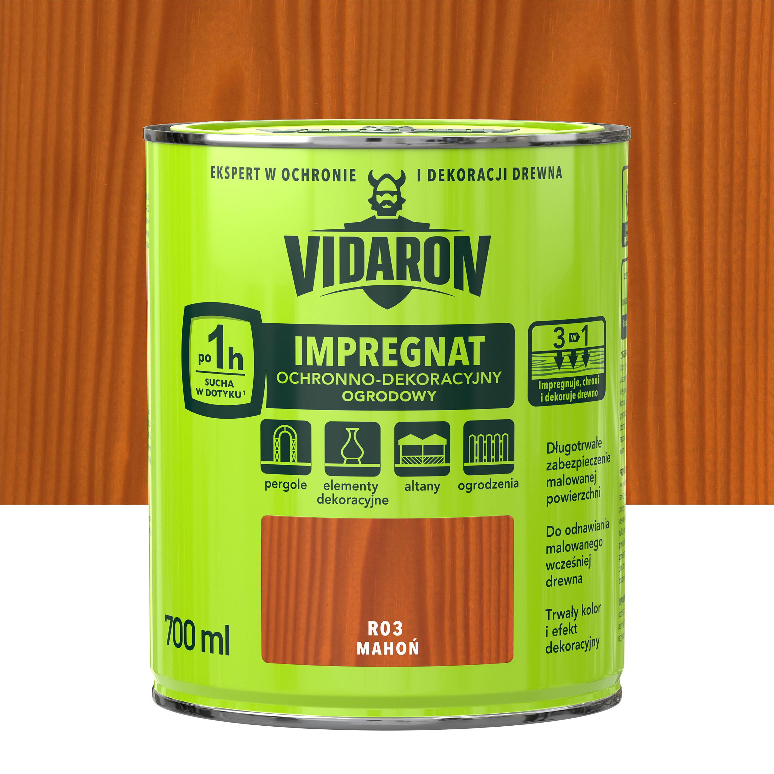 Impregnat do drewna ogrodowy 0.7 l Mahoń Vidaron