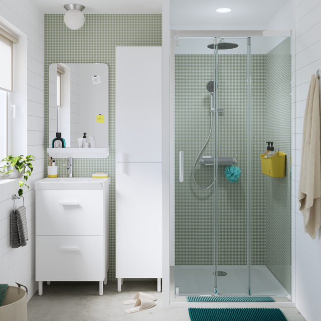 Porte de douche coulissante 3 pan. verre transparent, chromé L.100cm, Easy