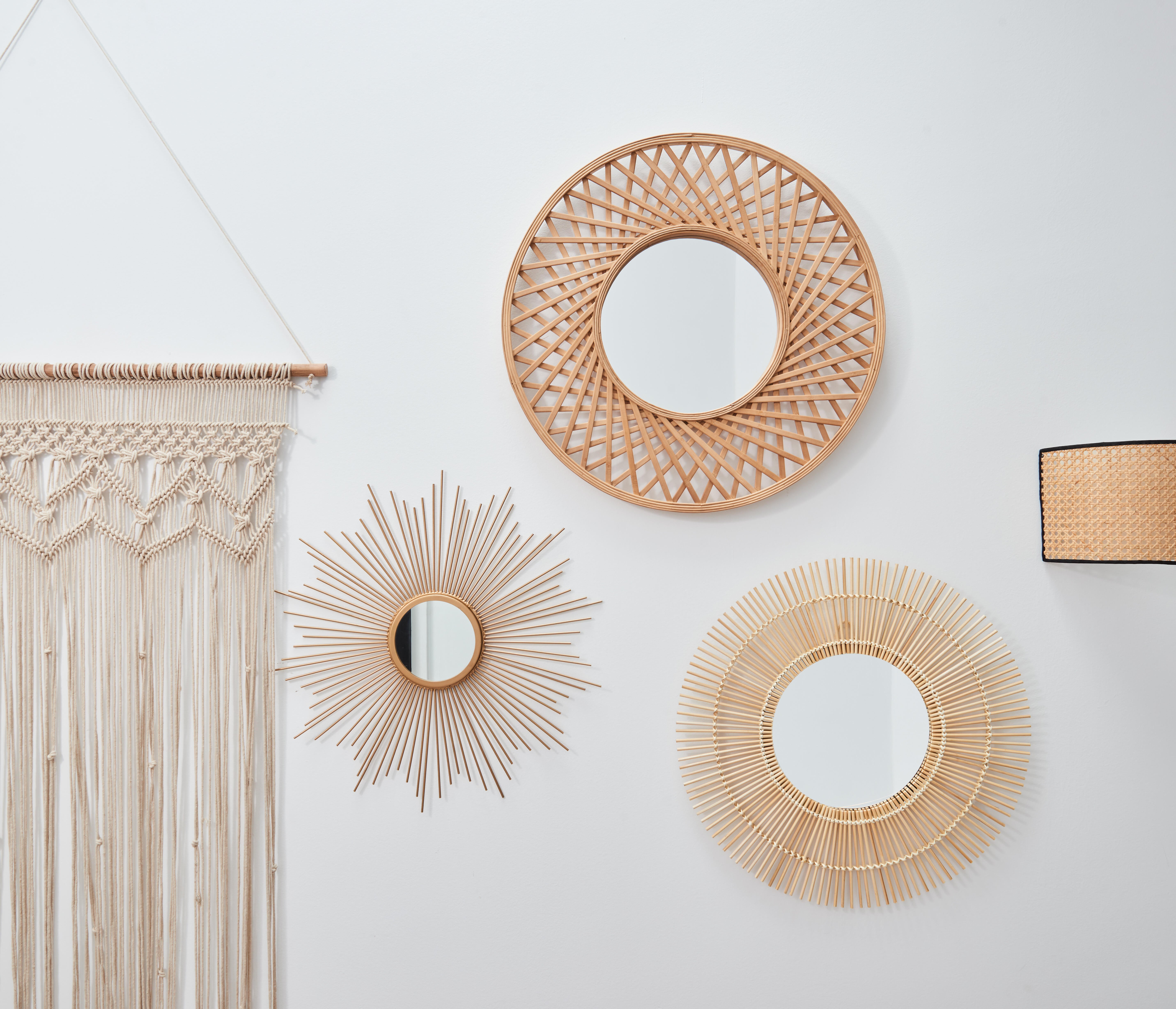 Espejo enmarcado de pared redondo Rosace bambú natural mate INSPIRE de 60 cm de diámetro - 11