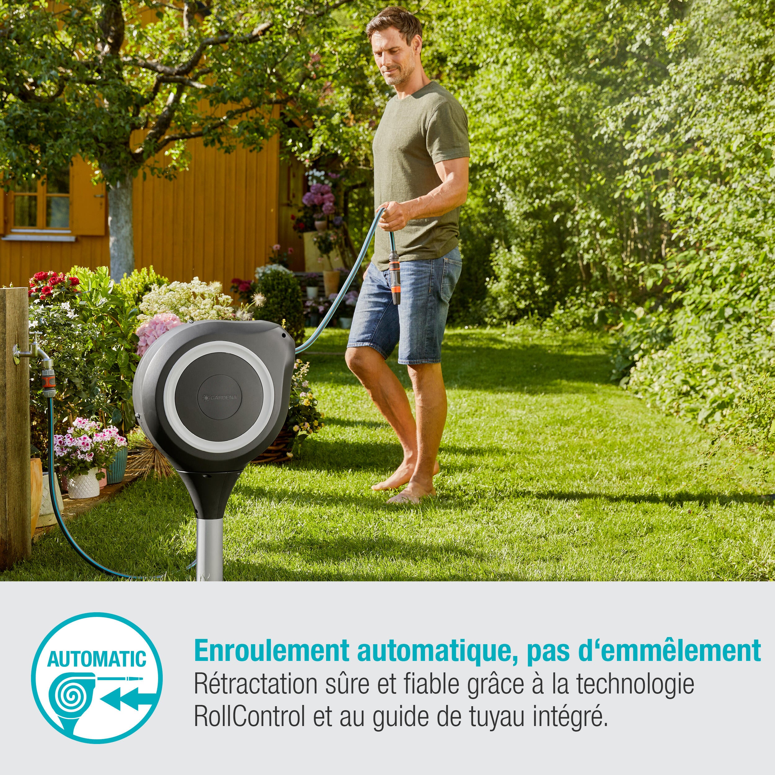 Dévidoir sur pic pour tuyau d'arrosage gardena - 1