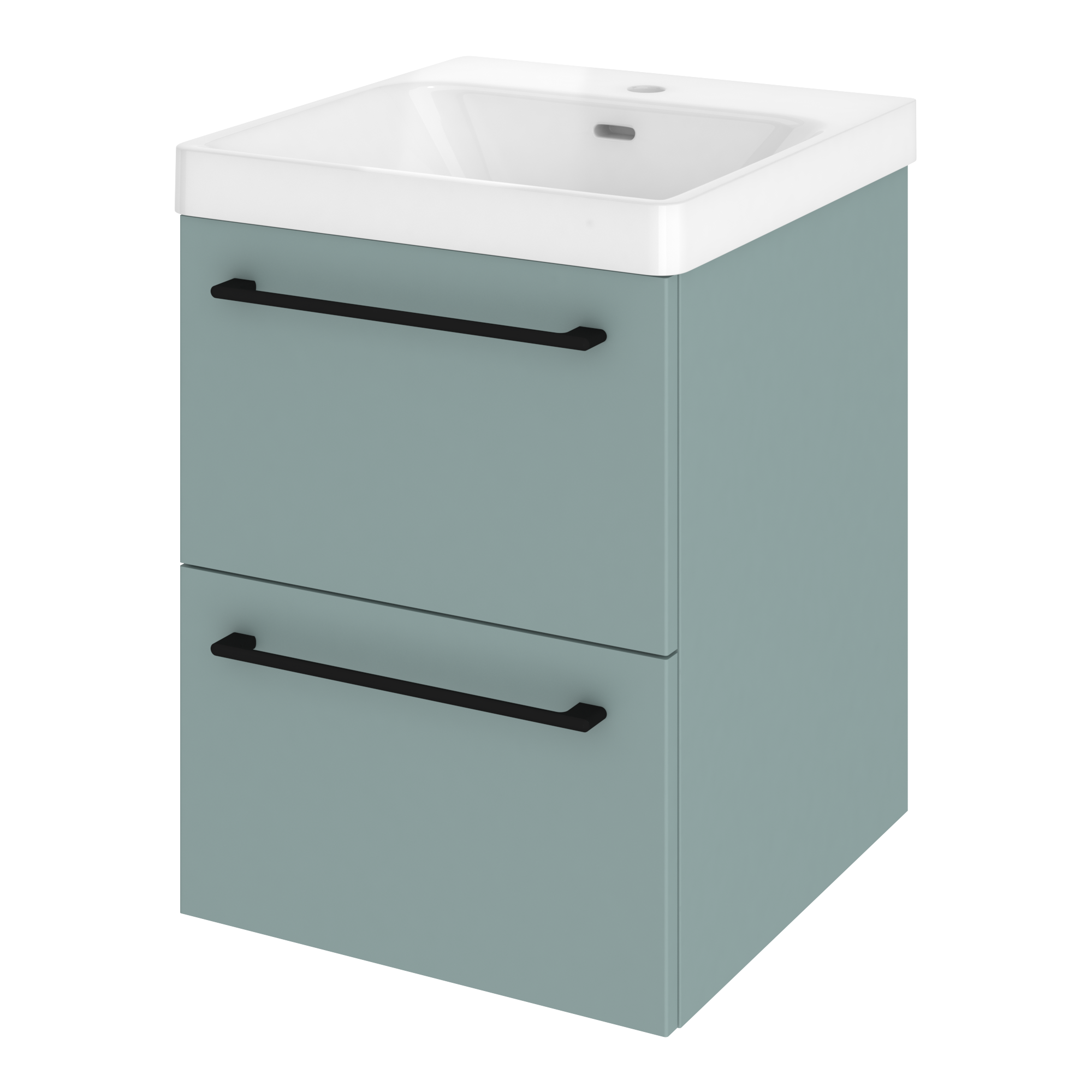 Szafka łazienkowa 2 szuflady + umywalka zestaw 46x49.5 cm Remix celadon mat Sensea