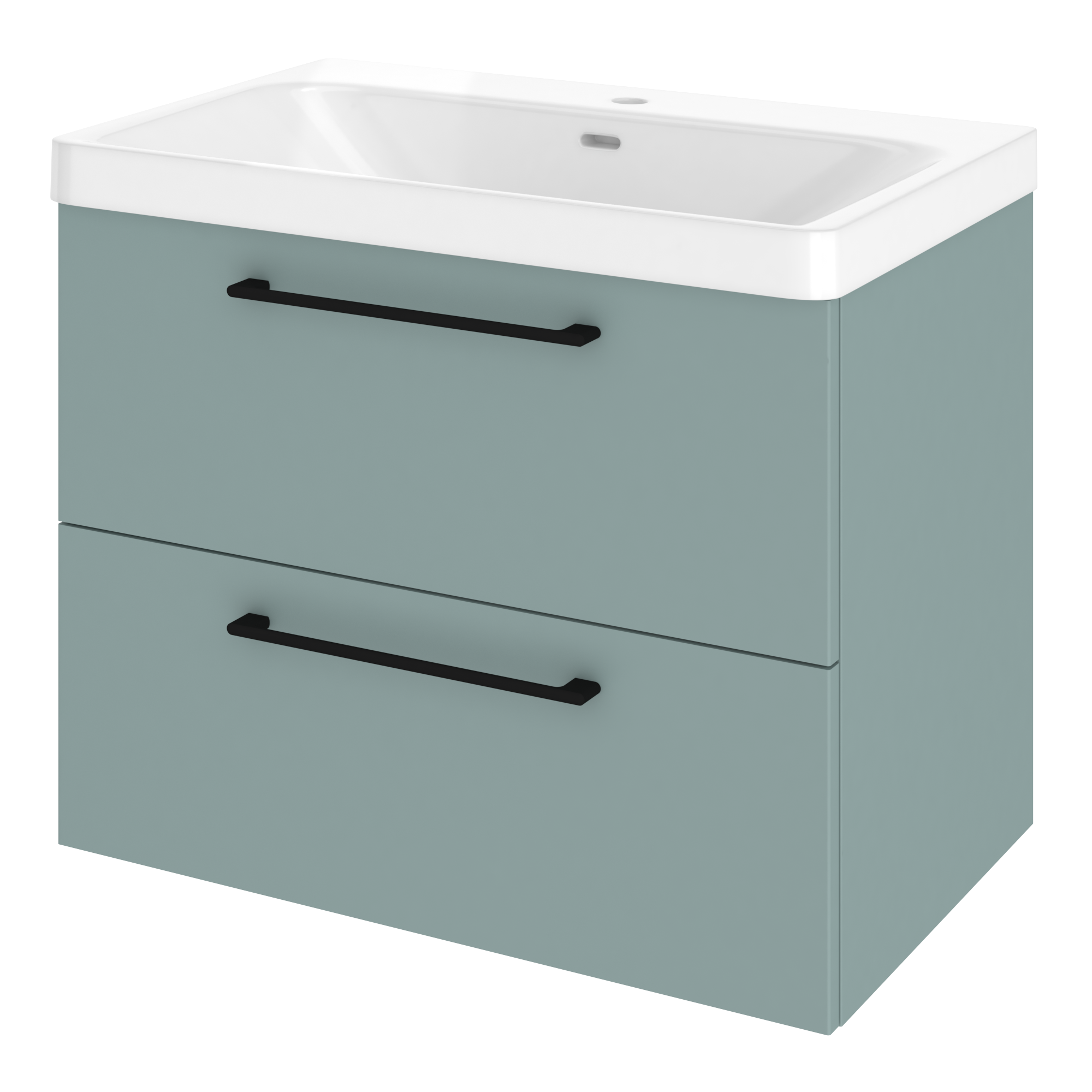 Szafka łazienkowa 2 szuflady + umywalka zestaw 76x49.7 cm Remix celadon mat Sensea