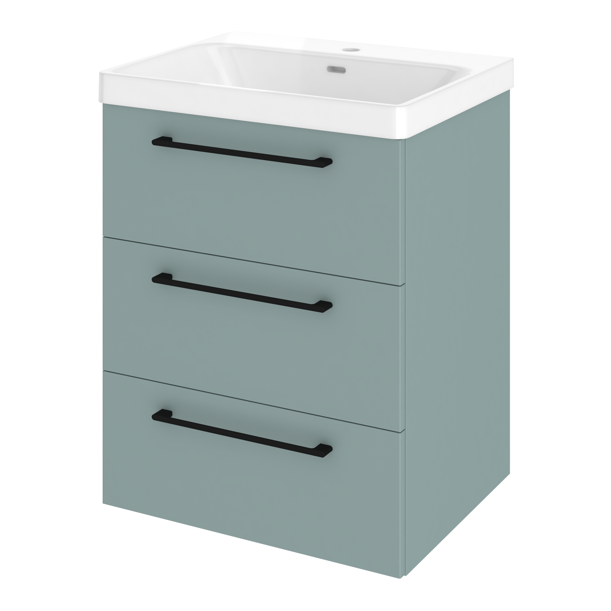 Szafka łazienkowa 3 szuflady + umywalka zestaw 61x49.5 cm Remix celadon mat Sensea