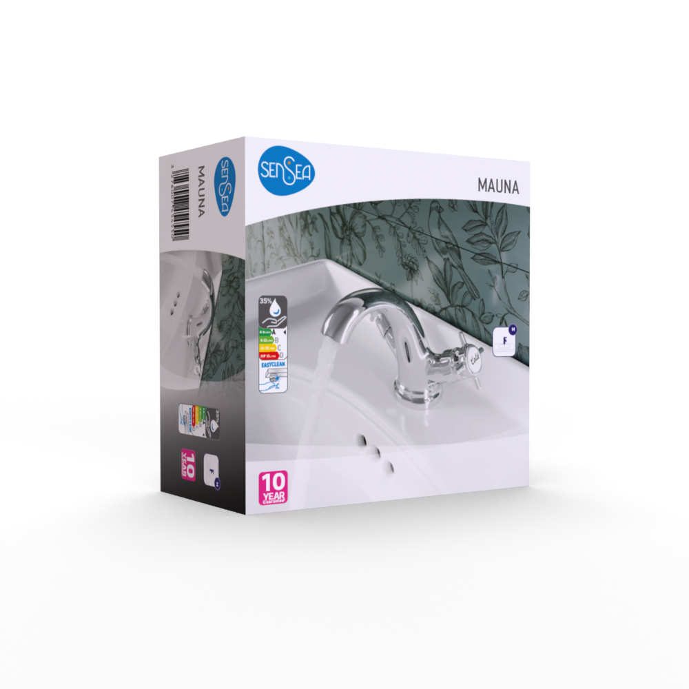 Grifo de lavabo SENSEA Mauna bimando cromo brillo. Latón - 16