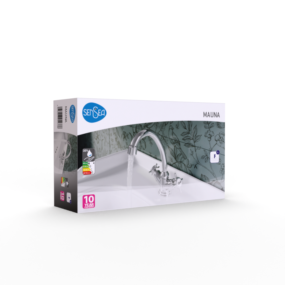 Grifo de lavabo SENSEA Mauna bimando caño alto cromo brillo. Latón - 10