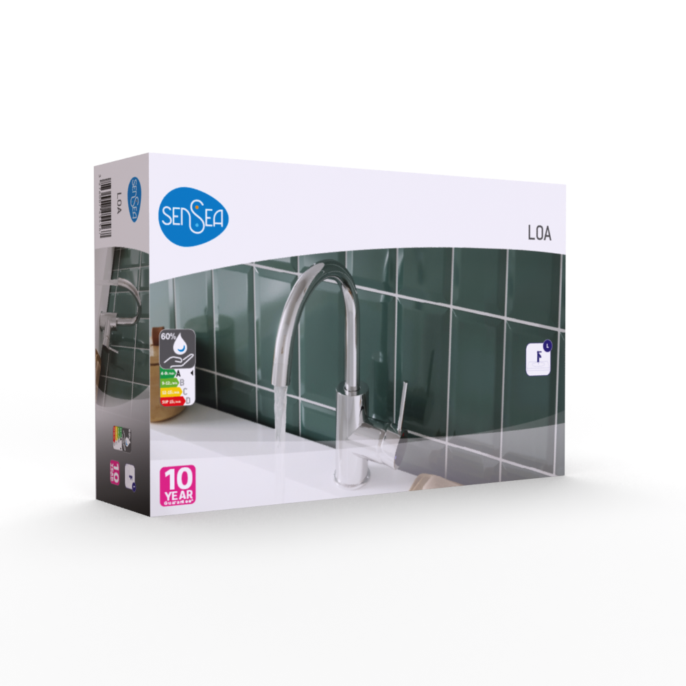 Grifo de lavabo SENSEA Loa monomando caño alto cromo brillo.  - 13