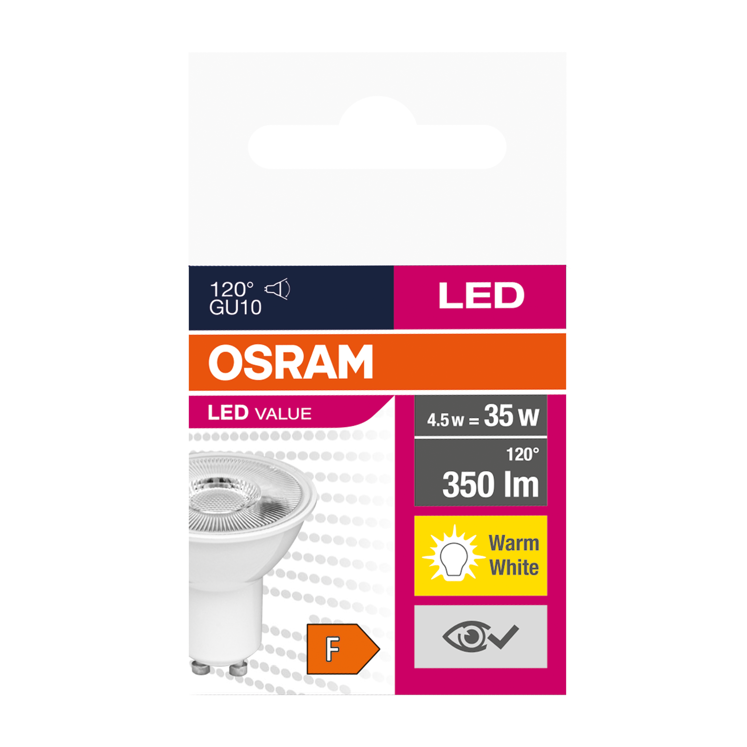 Żarówka LED GU10 4,5 W = 35 W 350 lm Ciepła biel Osram - 4