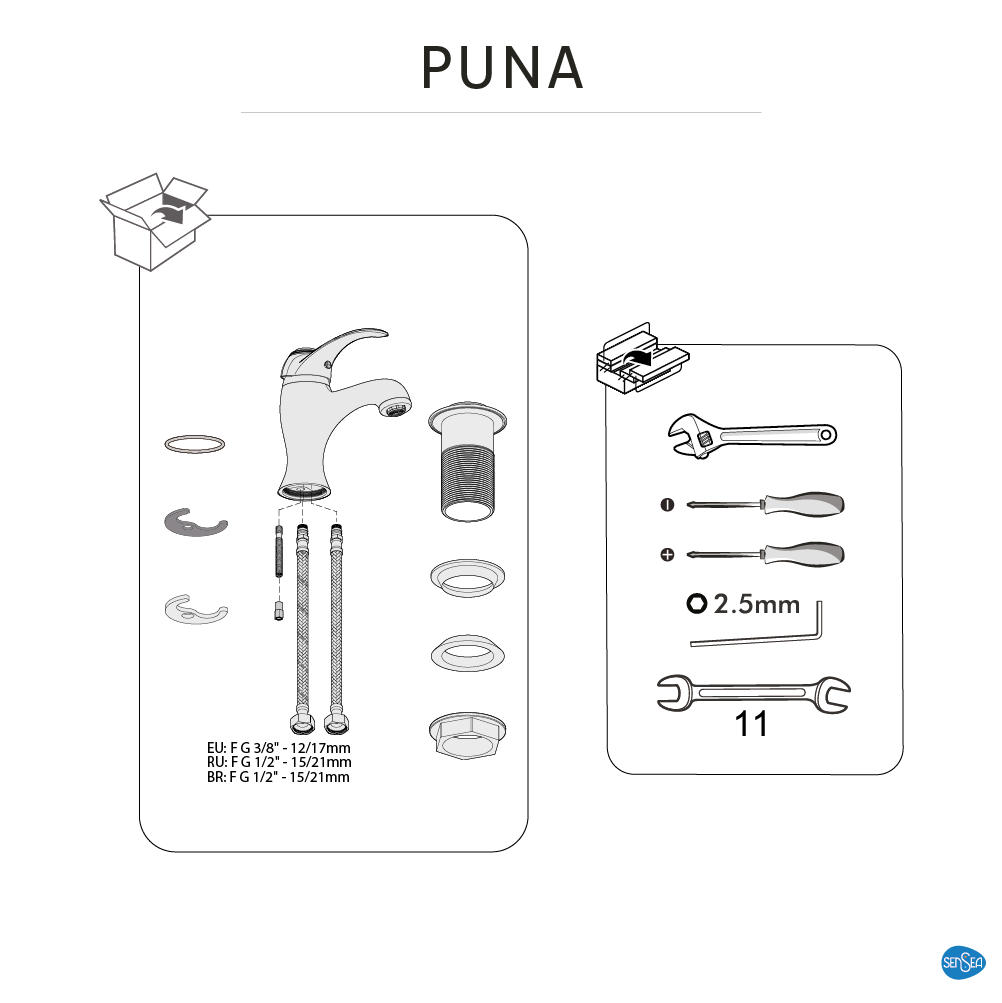 Grifo de lavabo SENSEA Puna monomando cromo brillo. Antical. Latón - 11