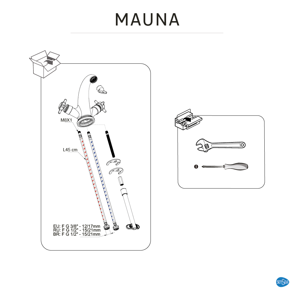 Grifo de lavabo SENSEA Mauna bimando cromo brillo. Latón - 10