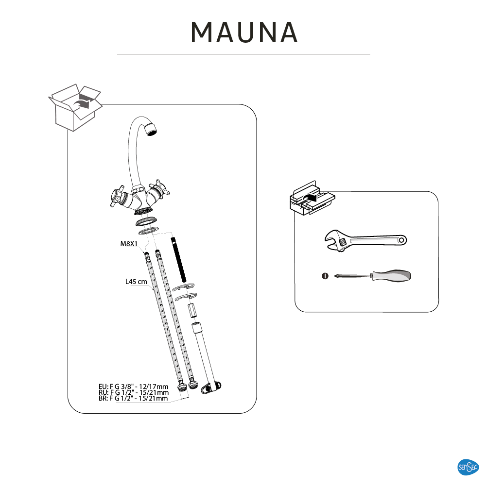 Grifo de lavabo SENSEA Mauna bimando caño alto cromo brillo. Latón - 7