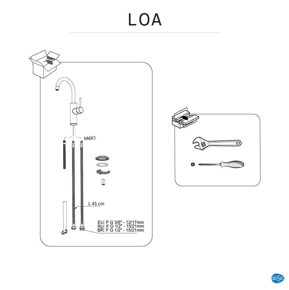 Grifo de lavabo SENSEA Loa monomando caño alto negro mate.  - 7
