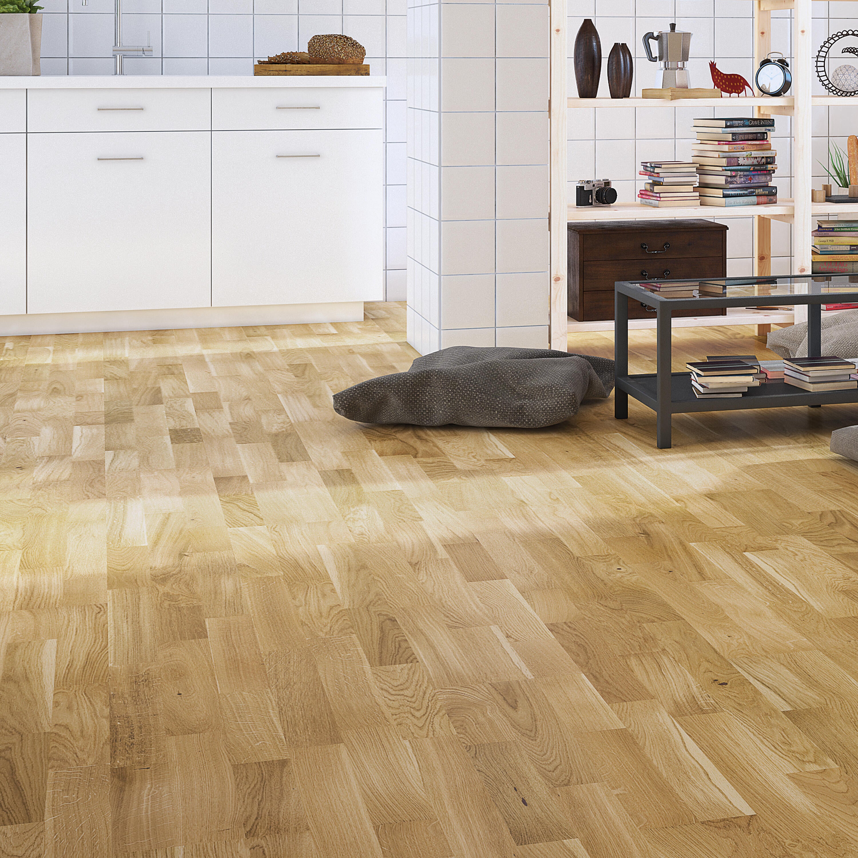 Parquet contrecollé chêne blond bohème vitrifié 3 frises BARLINEK, l.20.7 cm - 3
