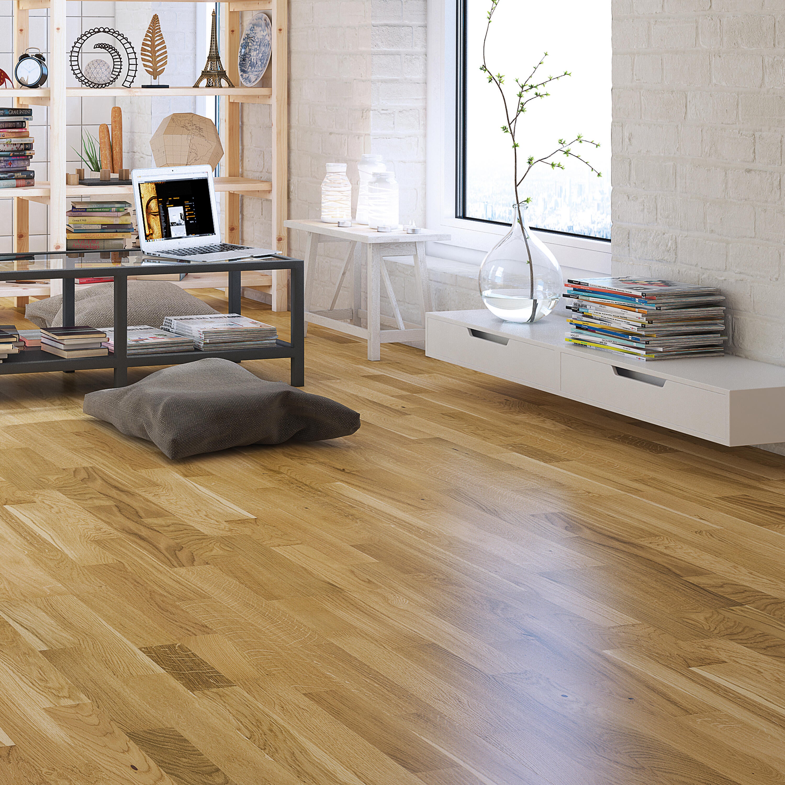 Parquet contrecollé chêne blond bohème vitrifié 3 frises BARLINEK, l.20.7 cm - 4