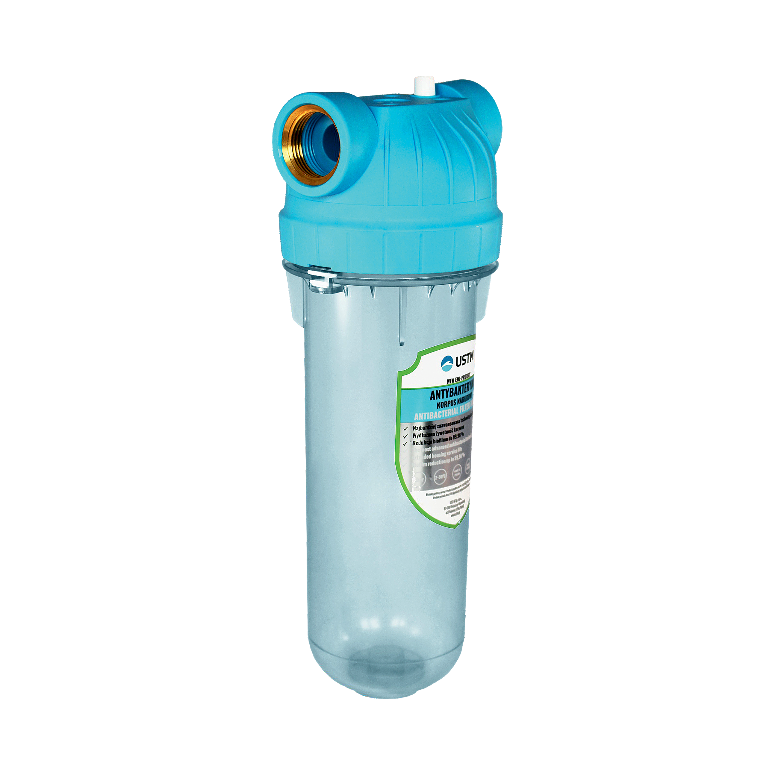 Antybakteryjny korpus filtra narurowego, 10" przył. ¾”  WFW34 EMI PROTECT KPL USTM