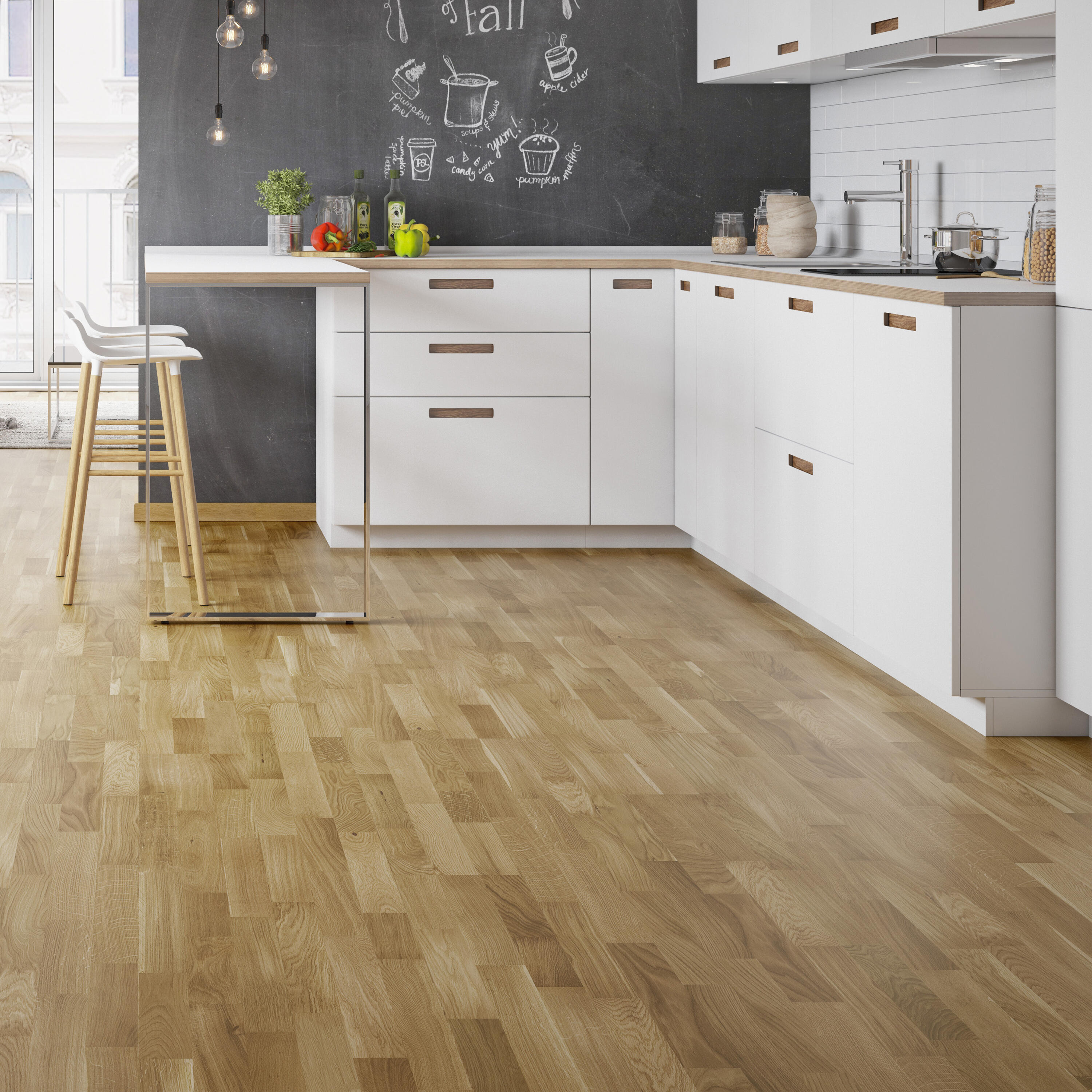 Parquet contrecollé chêne blond bohème vitrifié 3 frises BARLINEK, l.20.7 cm - 5