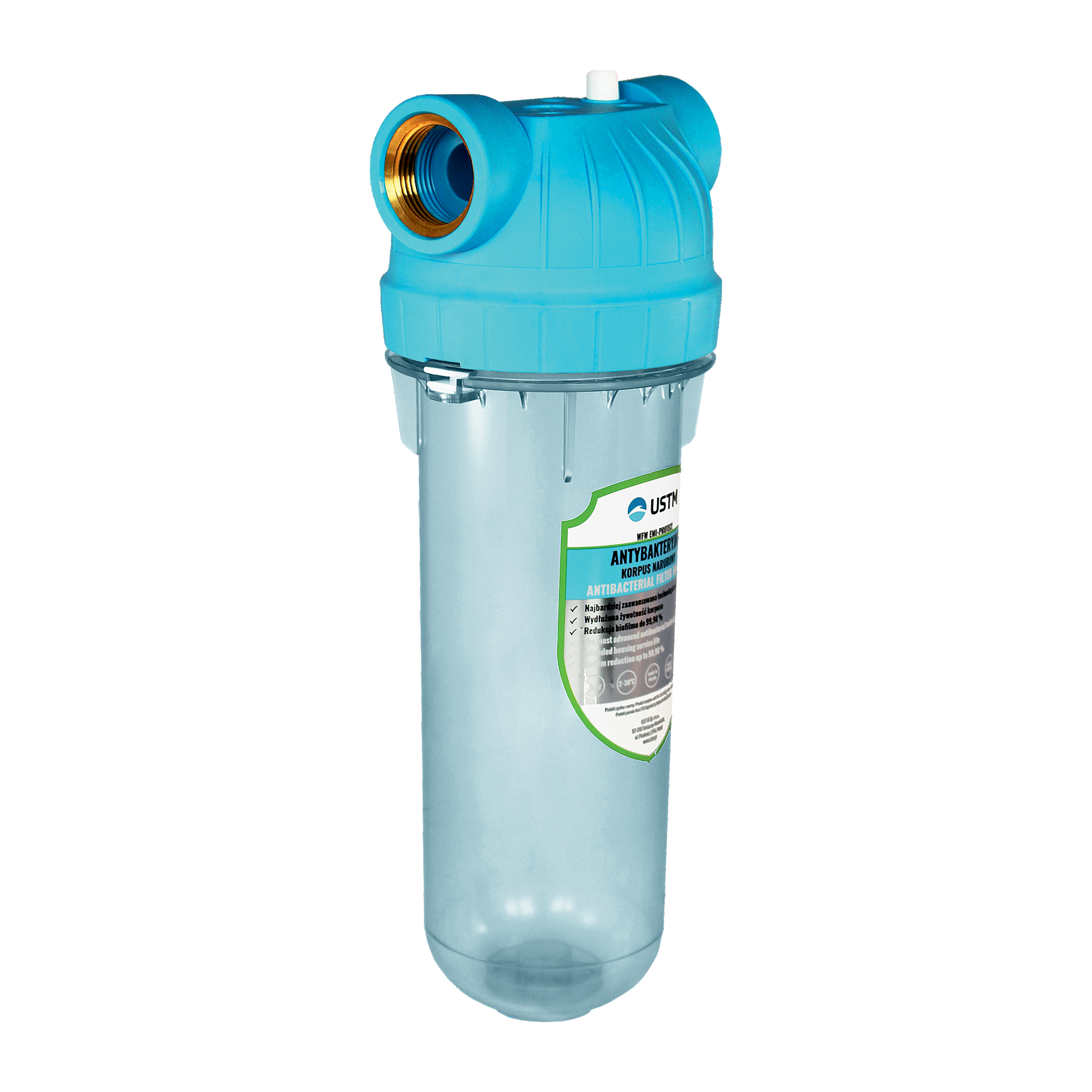 Antybakteryjny korpus filtra narurowego 10" przył. ½””   WFW12 EMI PROTECT KPL USTM