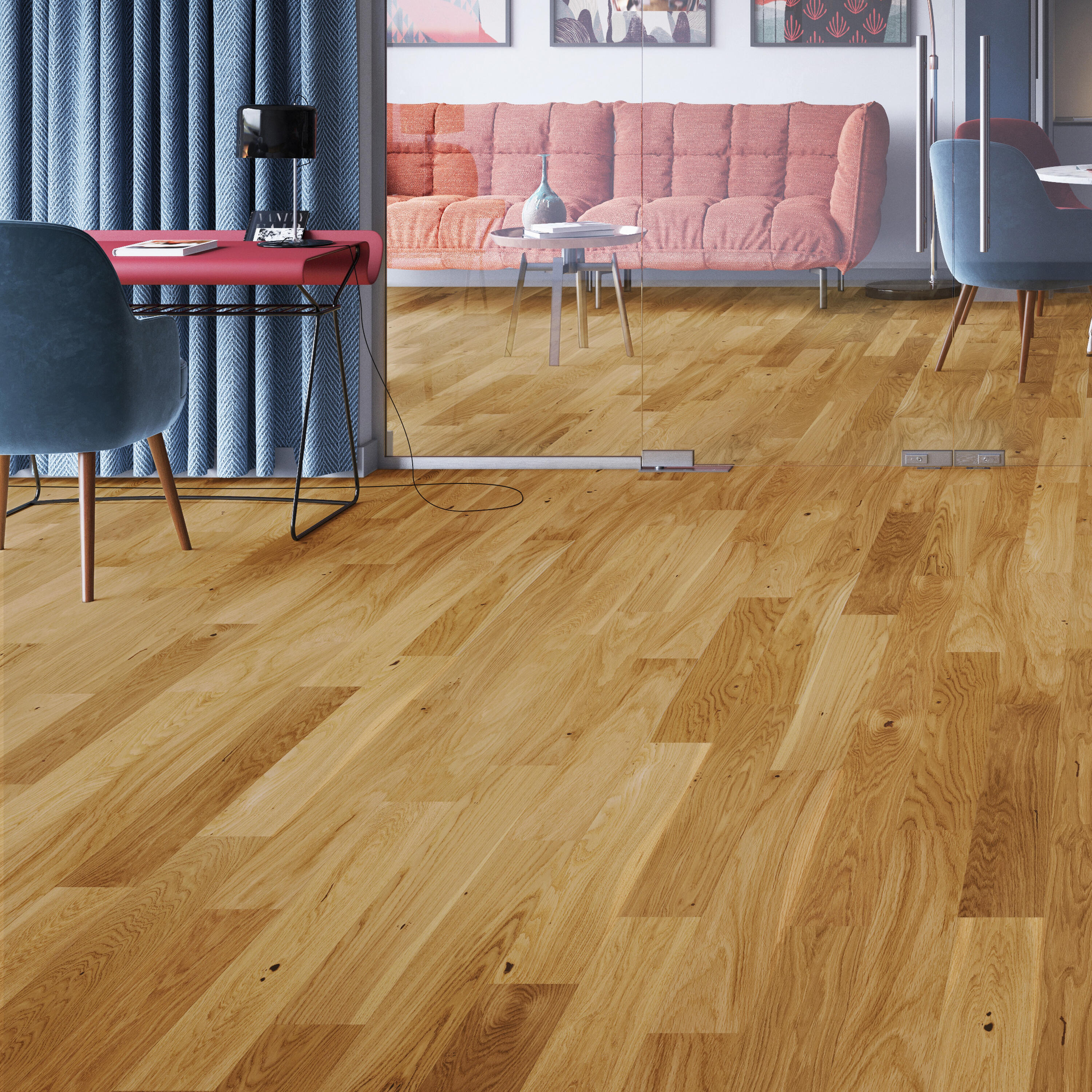 Parquet contrecollé chêne blond campagne vitrifié S BARLINEK, l.11 cm - 5