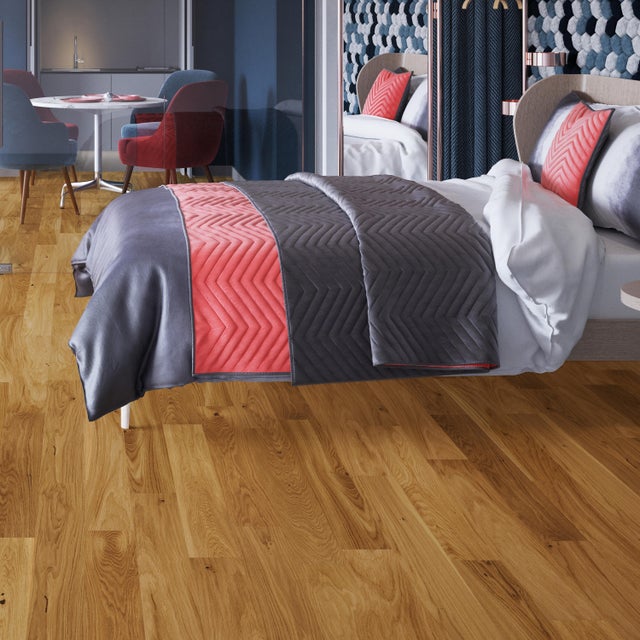 Parquet contrecollé chêne blond campagne vitrifié S BARLINEK, l.11 cm