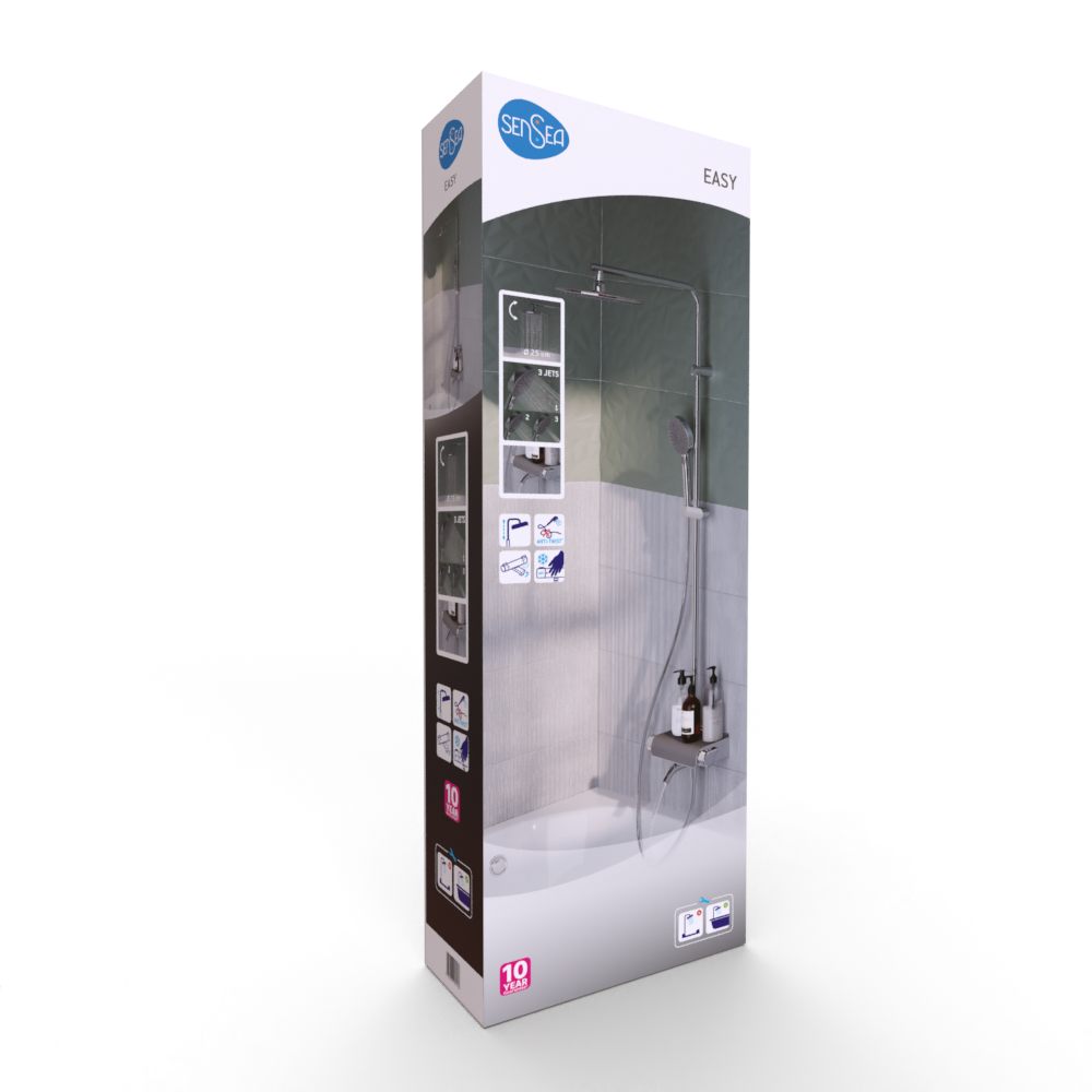 Colonne de douche et bain thermostatique, SENSEA Easy, Chrome - 16