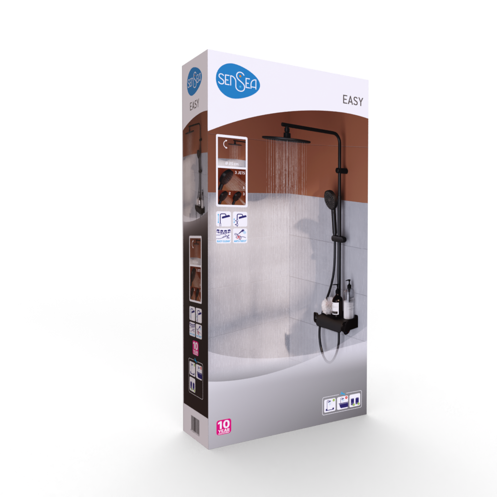 Colonne de douche produit sans robinet 3 jet(s) noir Easy SENSEA - 15