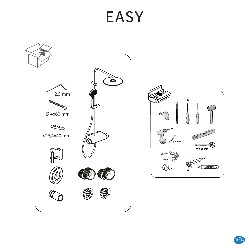 Conjunto de duche com torneira termostática cromado sensea easy - 13