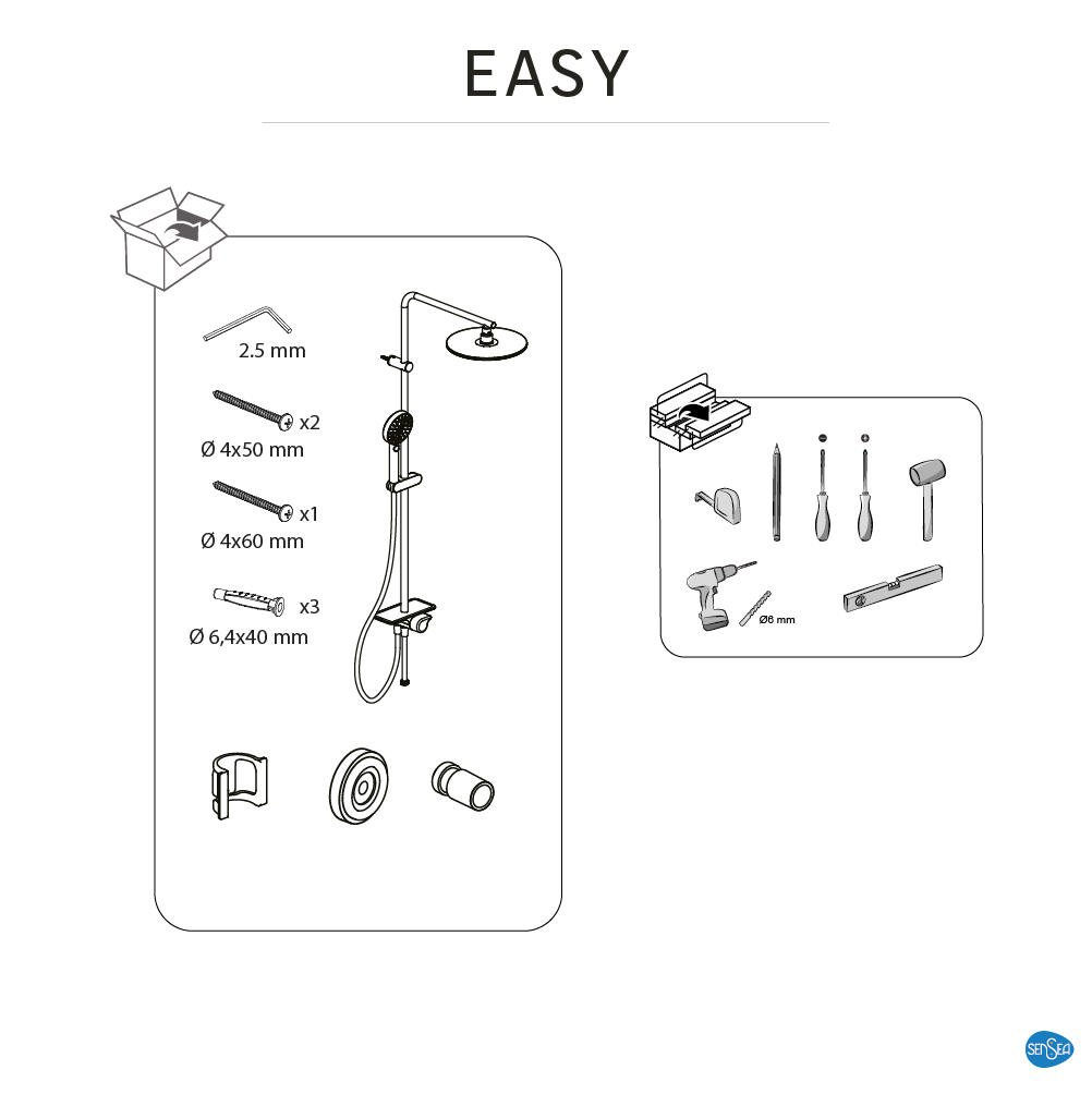 Colonne de douche sans robinetterie 3 jet(s) chrome Easy SENSEA - 11