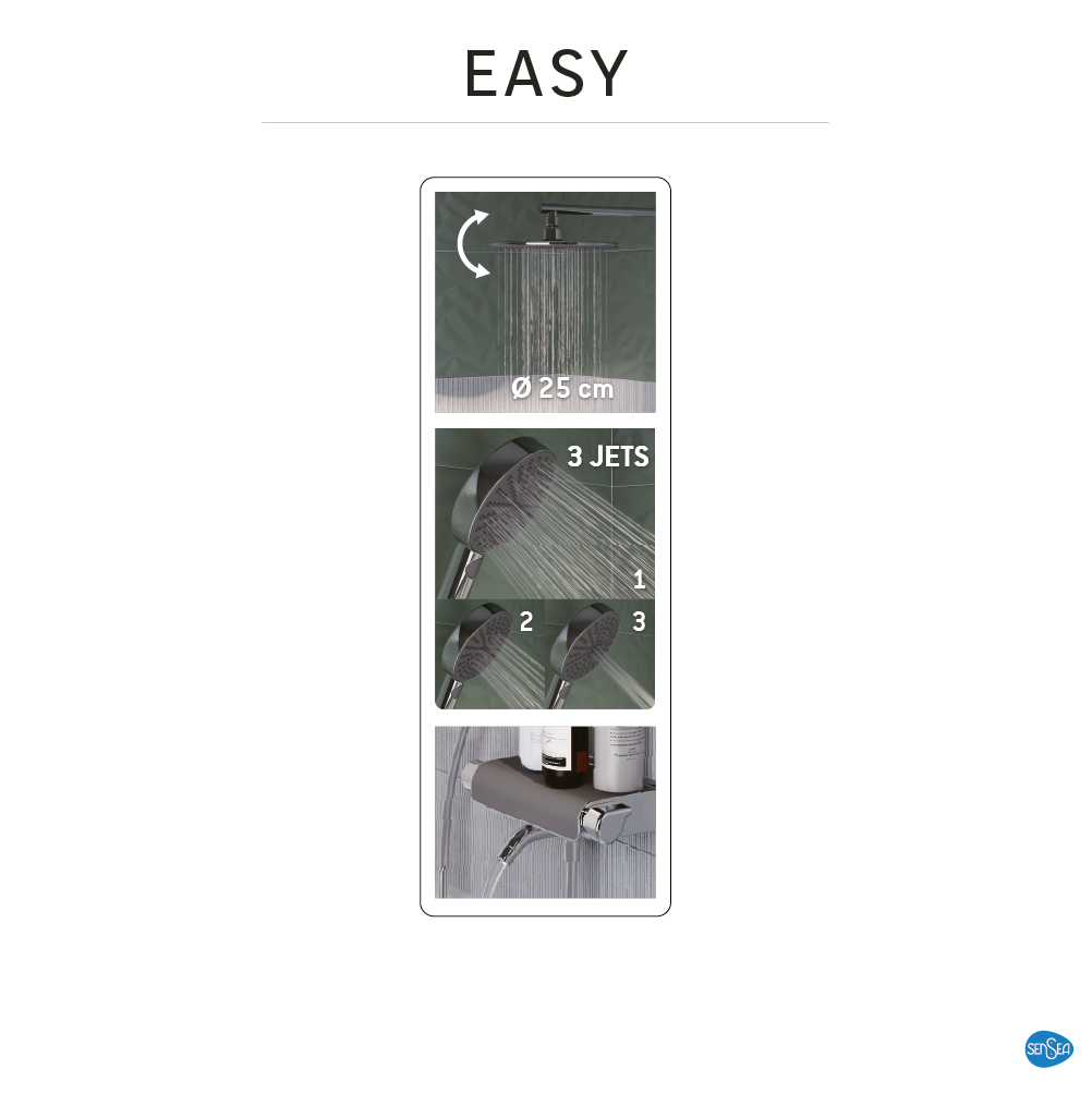 Conjunto de banheira com torneira cromado sensea easy - 11