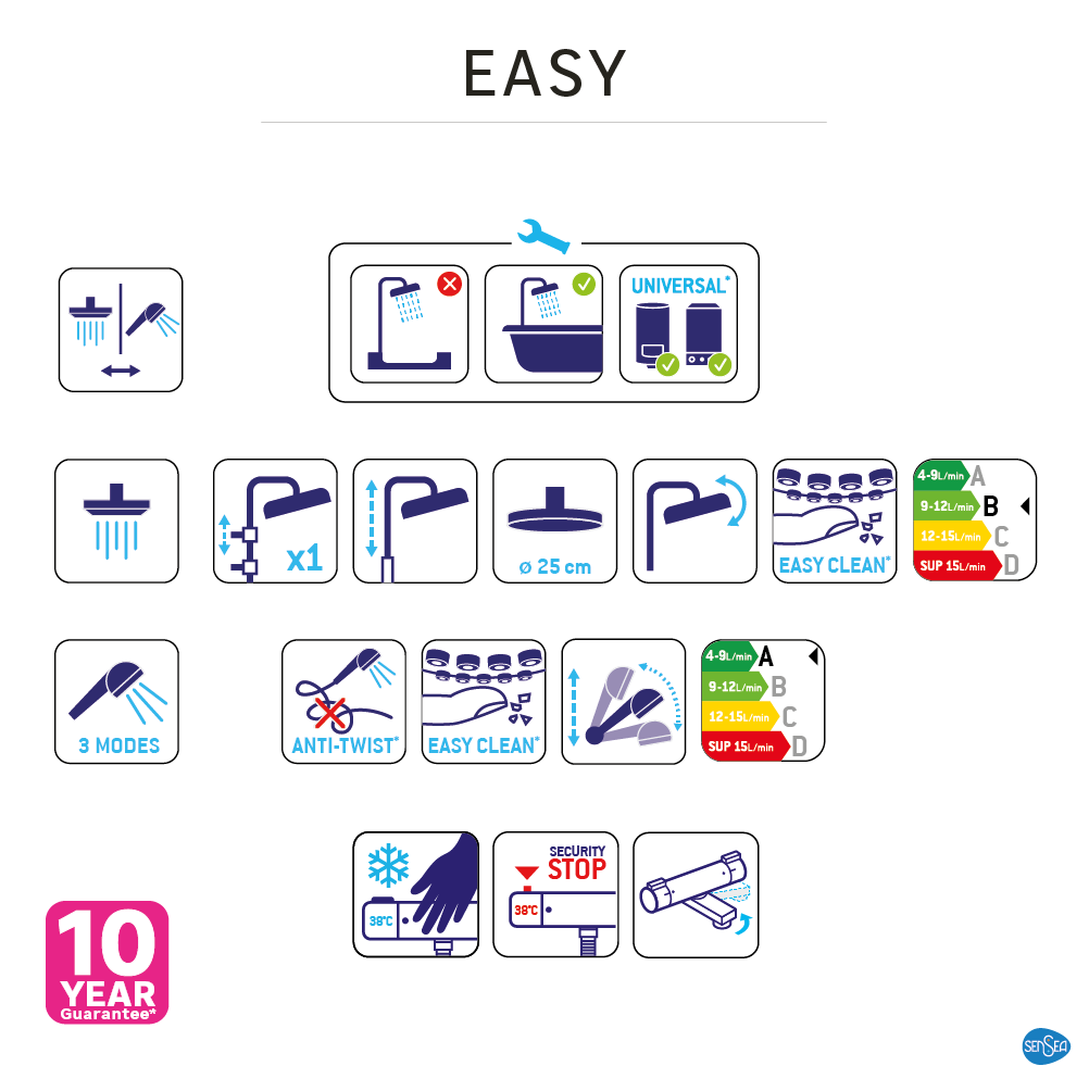 Conjunto de banheira com torneira cromado sensea easy - 10