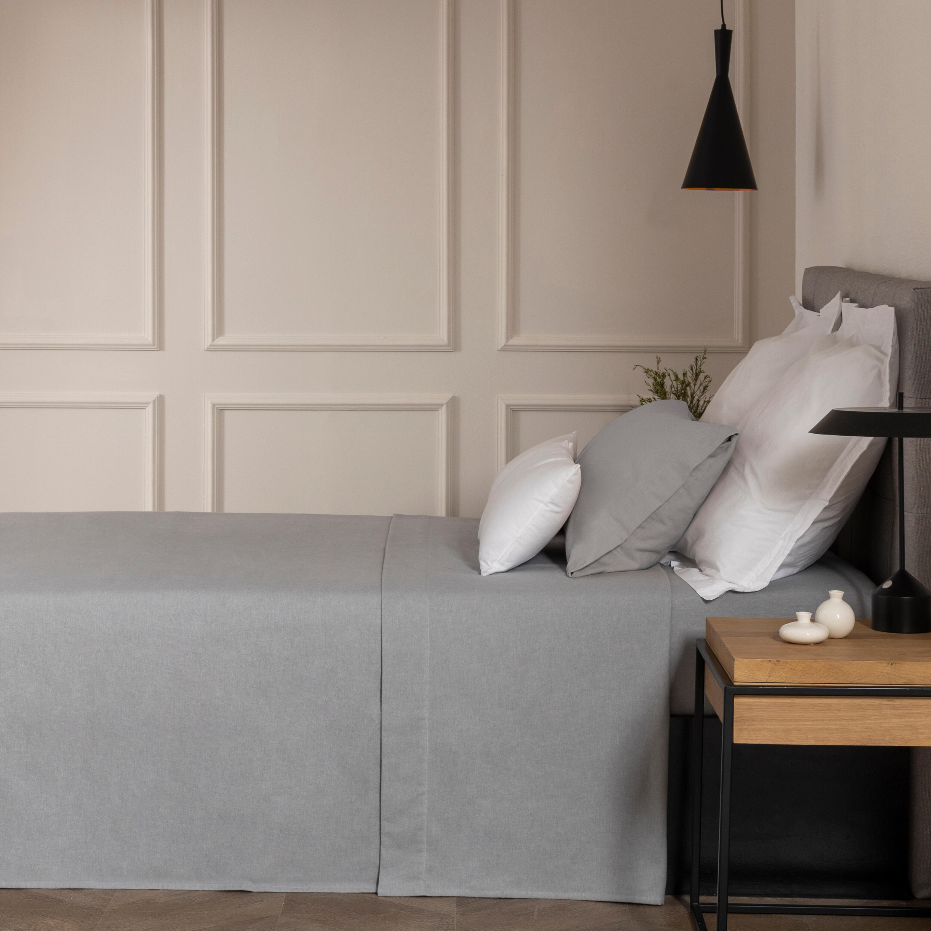 Sábana bajera con elástico algodón franela 80 hilos gris 150x200 para cama de 150 cm - 18