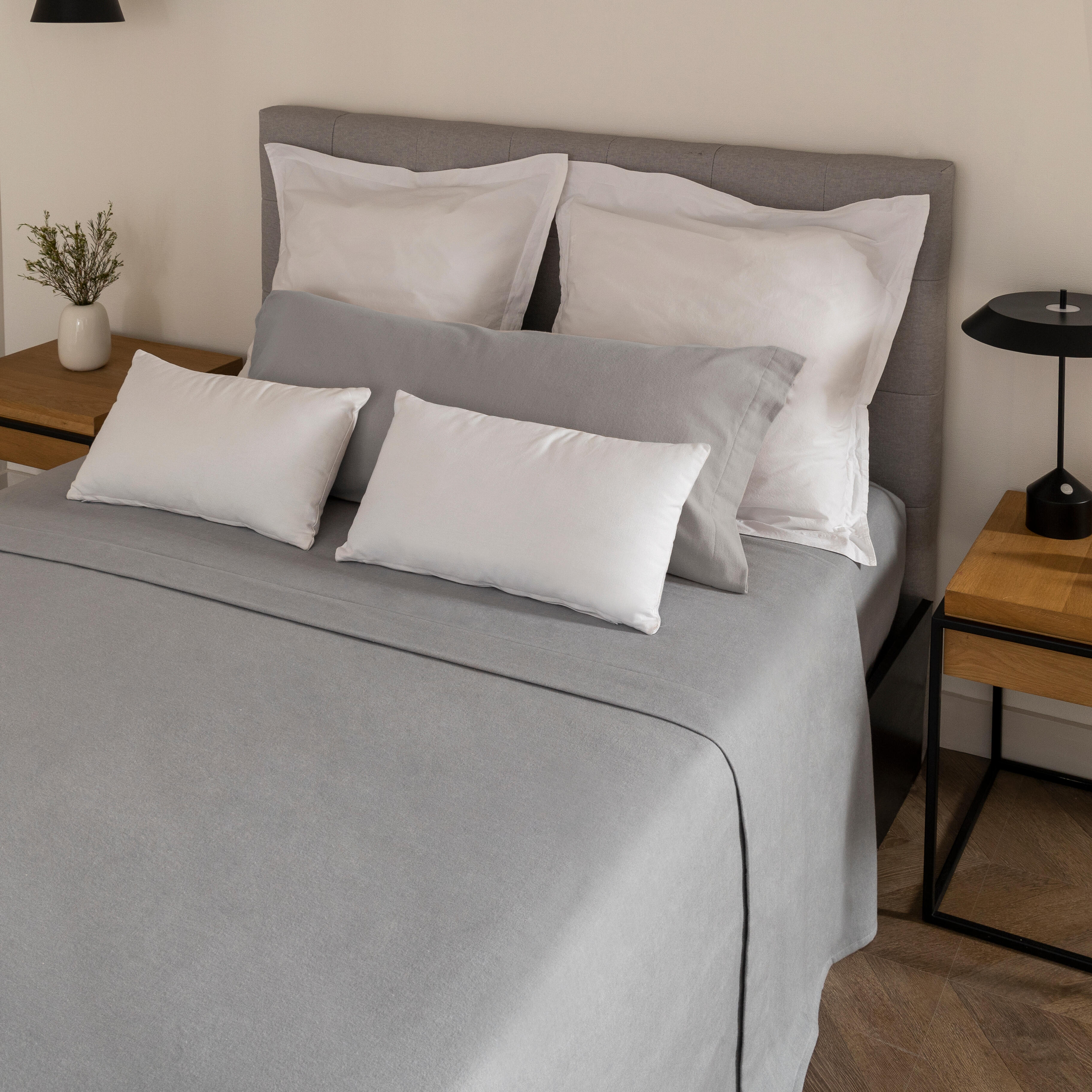 Sábana bajera con elástico algodón franela 80 hilos gris 150x200 para cama de 150 cm - 16