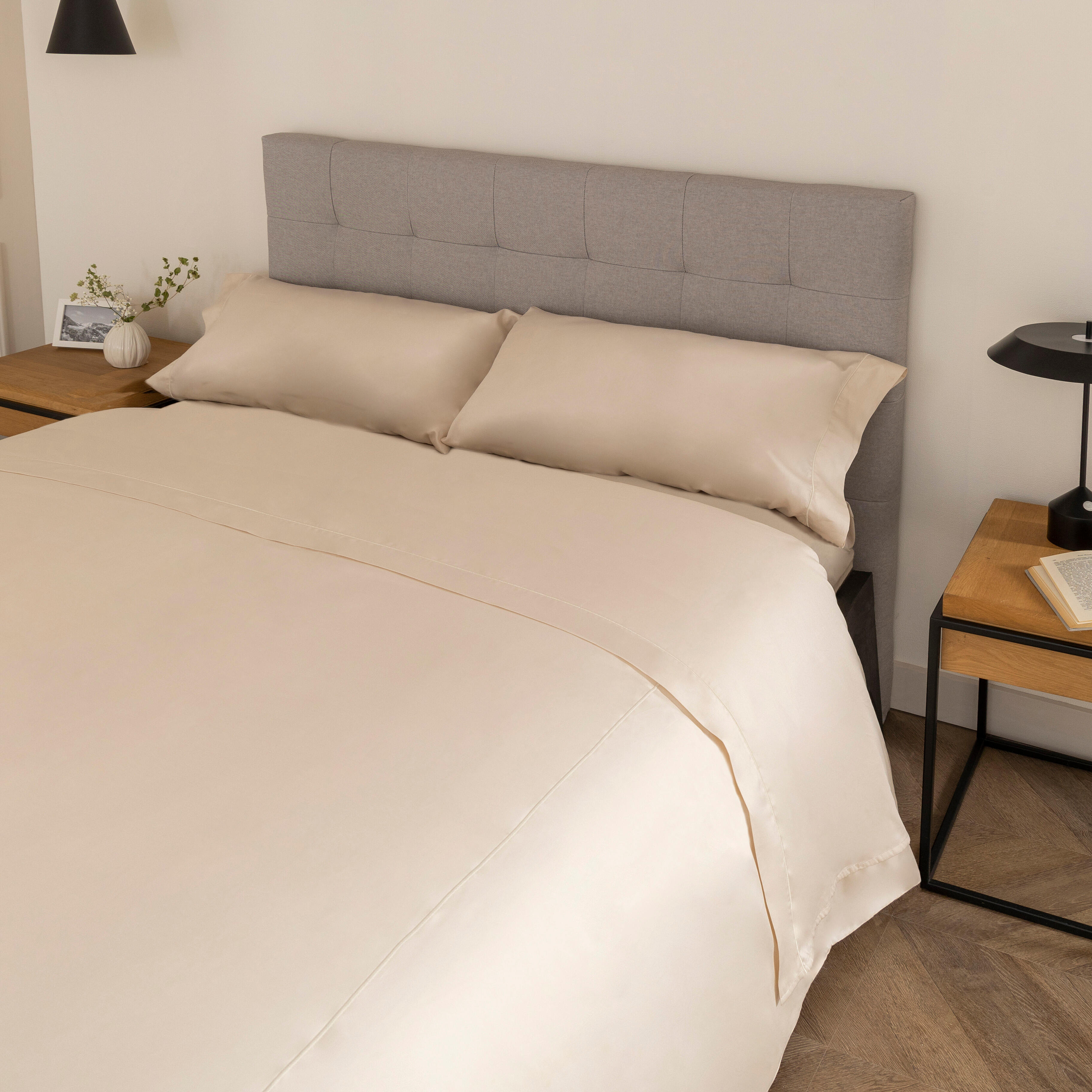 Sábana encimera Bordón algodón egipcio 300 hilos marfil 280x290 para cama de 180 cm - 10