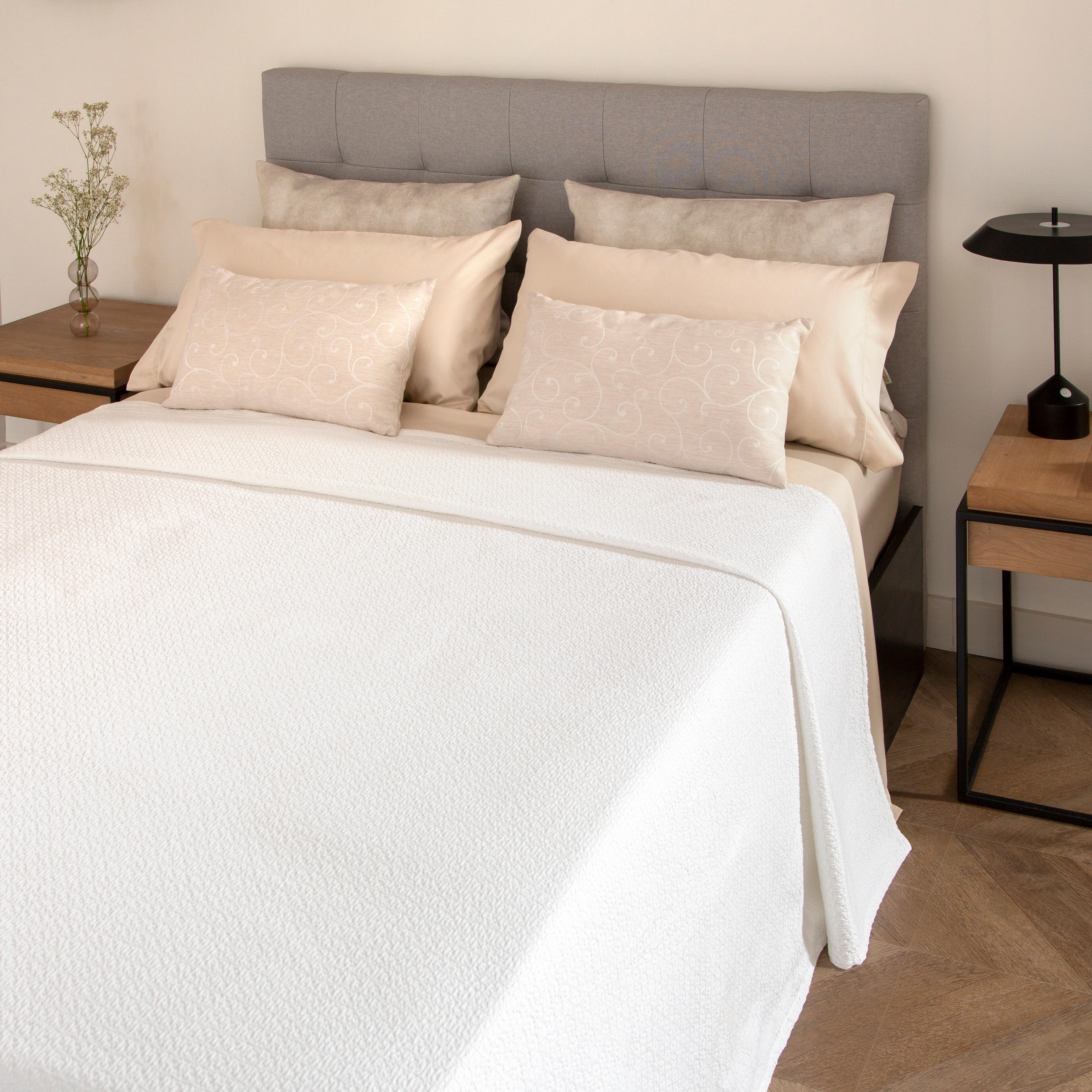 Sábana encimera Bordón algodón egipcio 300 hilos marfil 280x290 para cama de 180 cm - 4