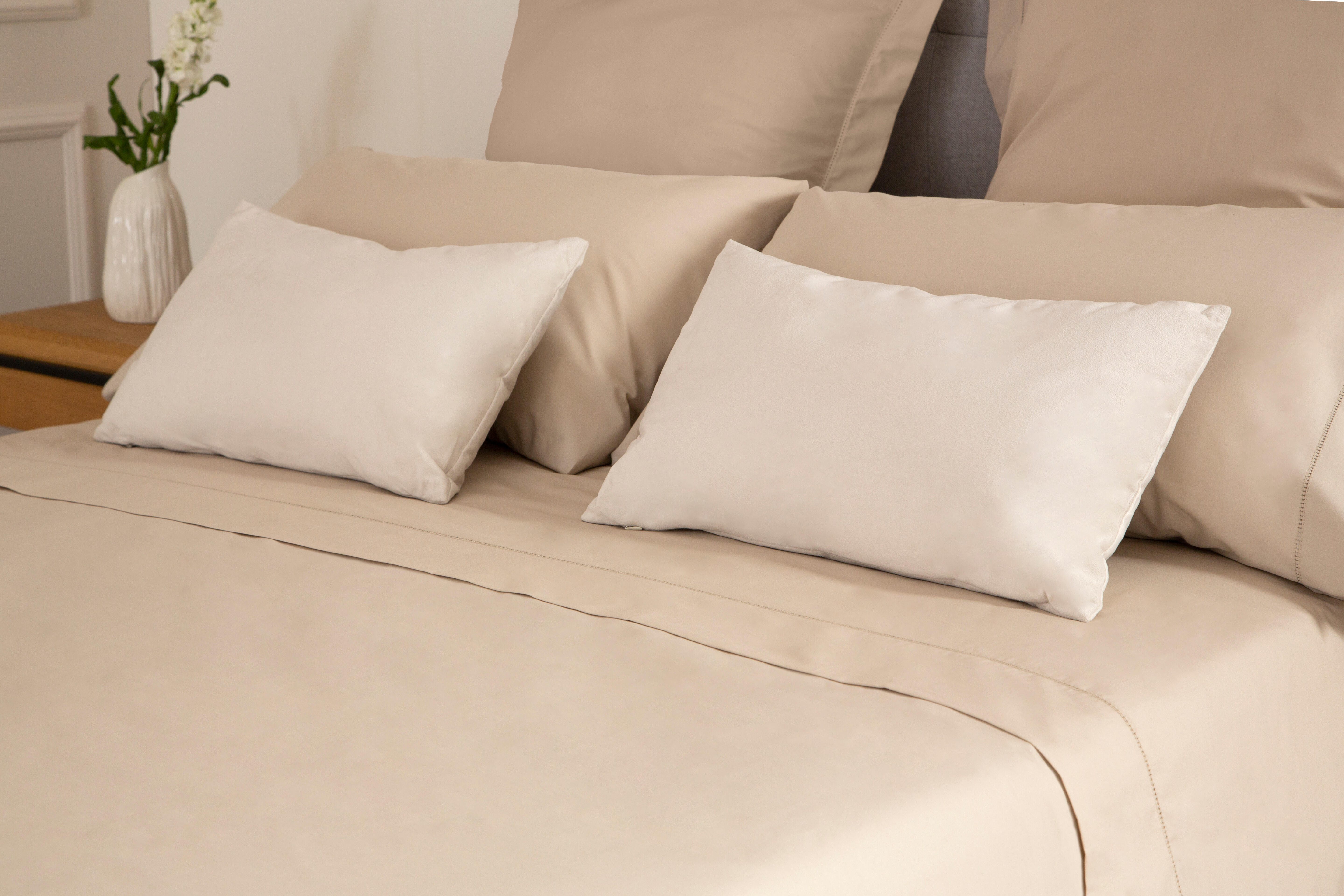 Sábana bajera con elástico algodón percal 200 hilos Vainica beige visón 150x200 para cama de 150 cm - 13