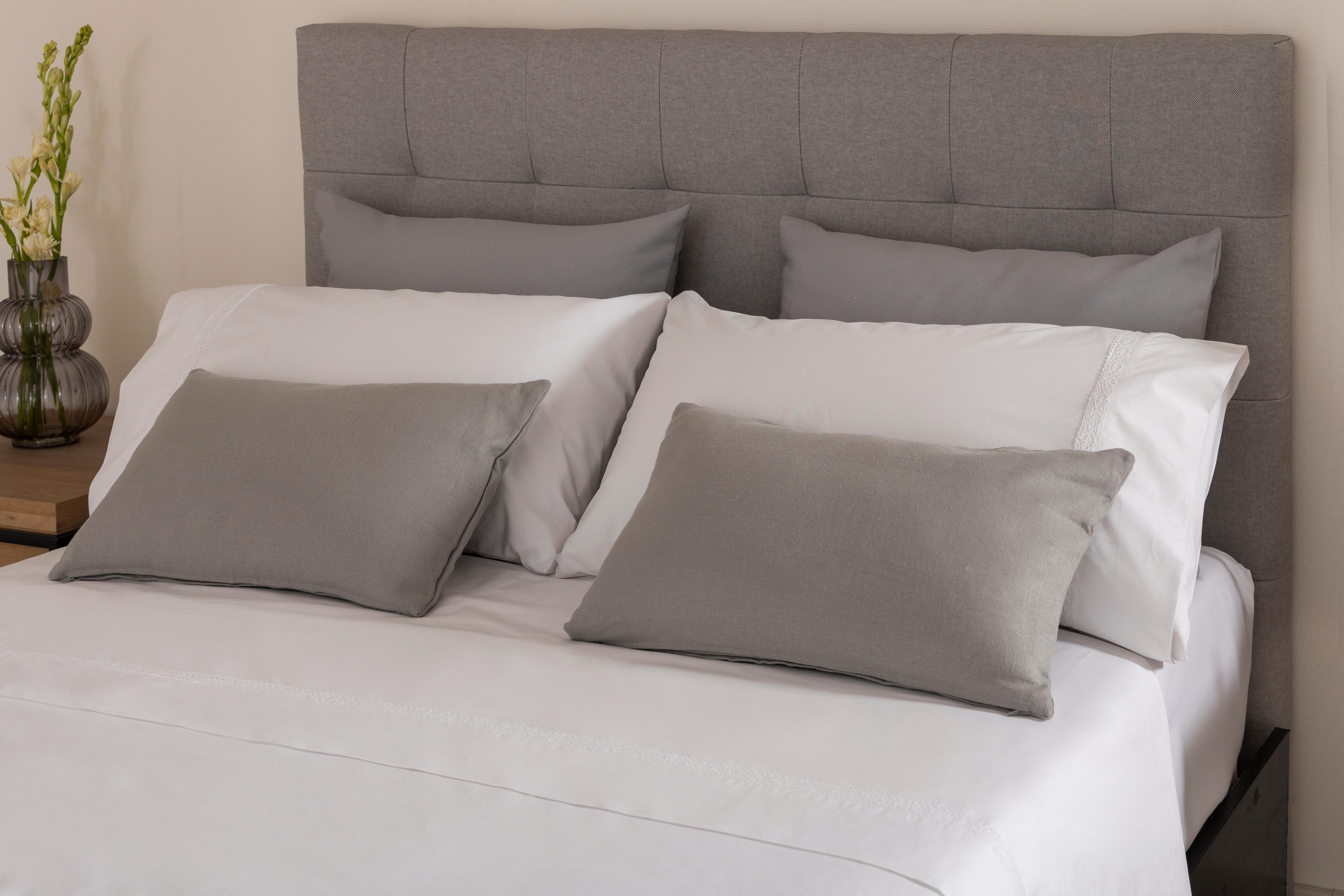 2 Fundas de almohada algodón Crochet lisa blanco de 200 hilos 50 x 105 cm - 5