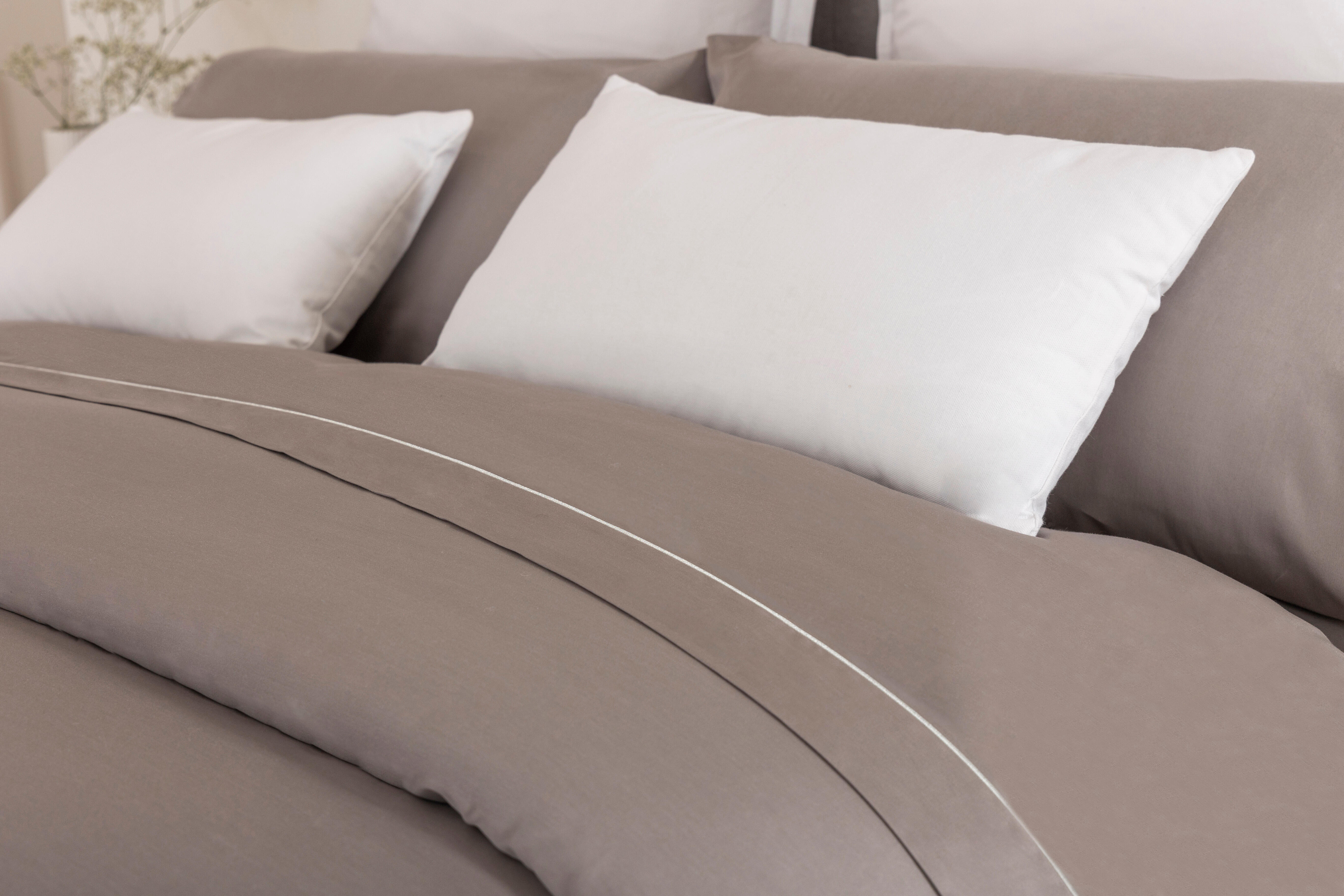 Funda nórdica Bordón algodón egipcio 300 hilos liso gris para cama de 180 cm - 20