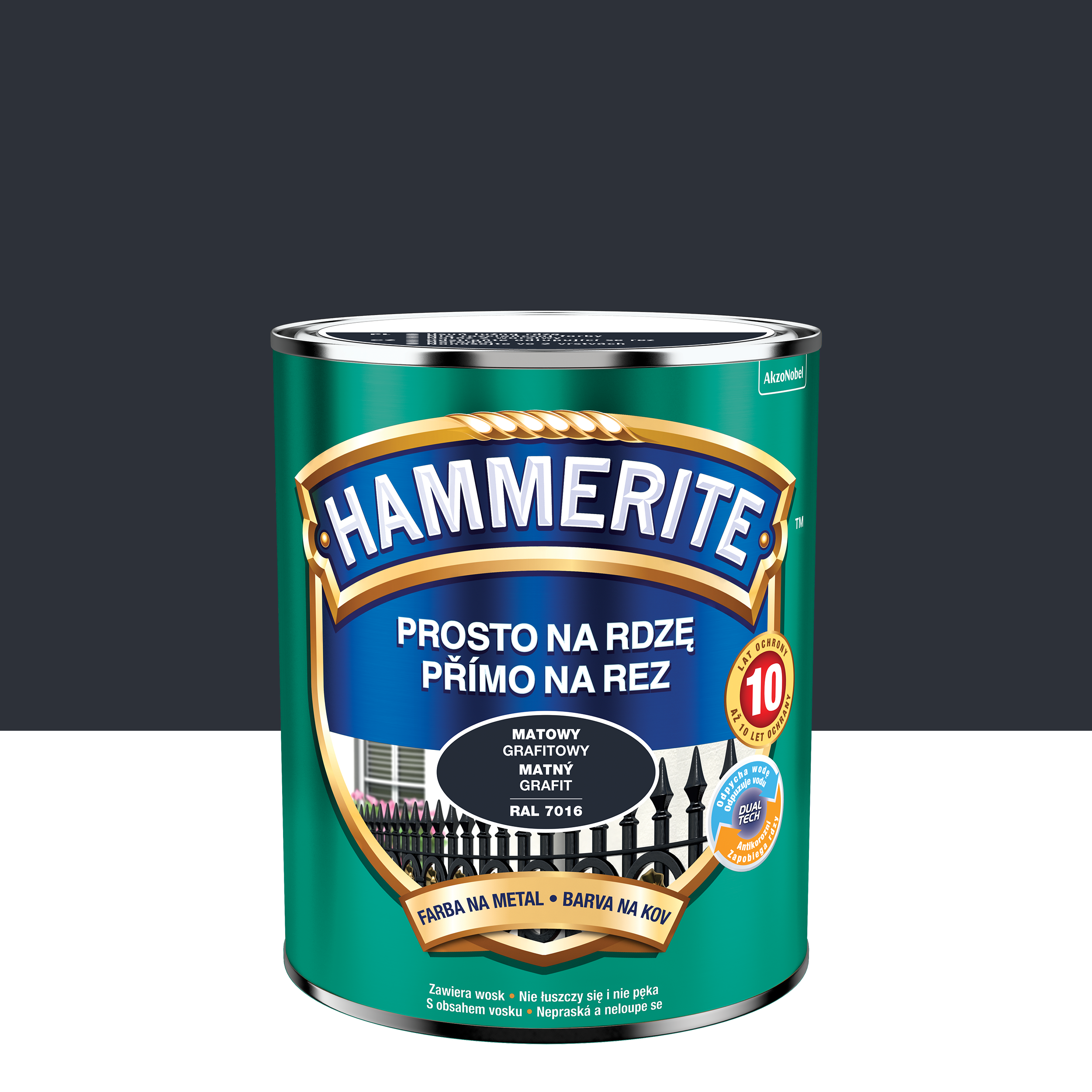 Farba antykorozyjna Prosto na rdzę 0.7 l mat grafitowa Hammerite