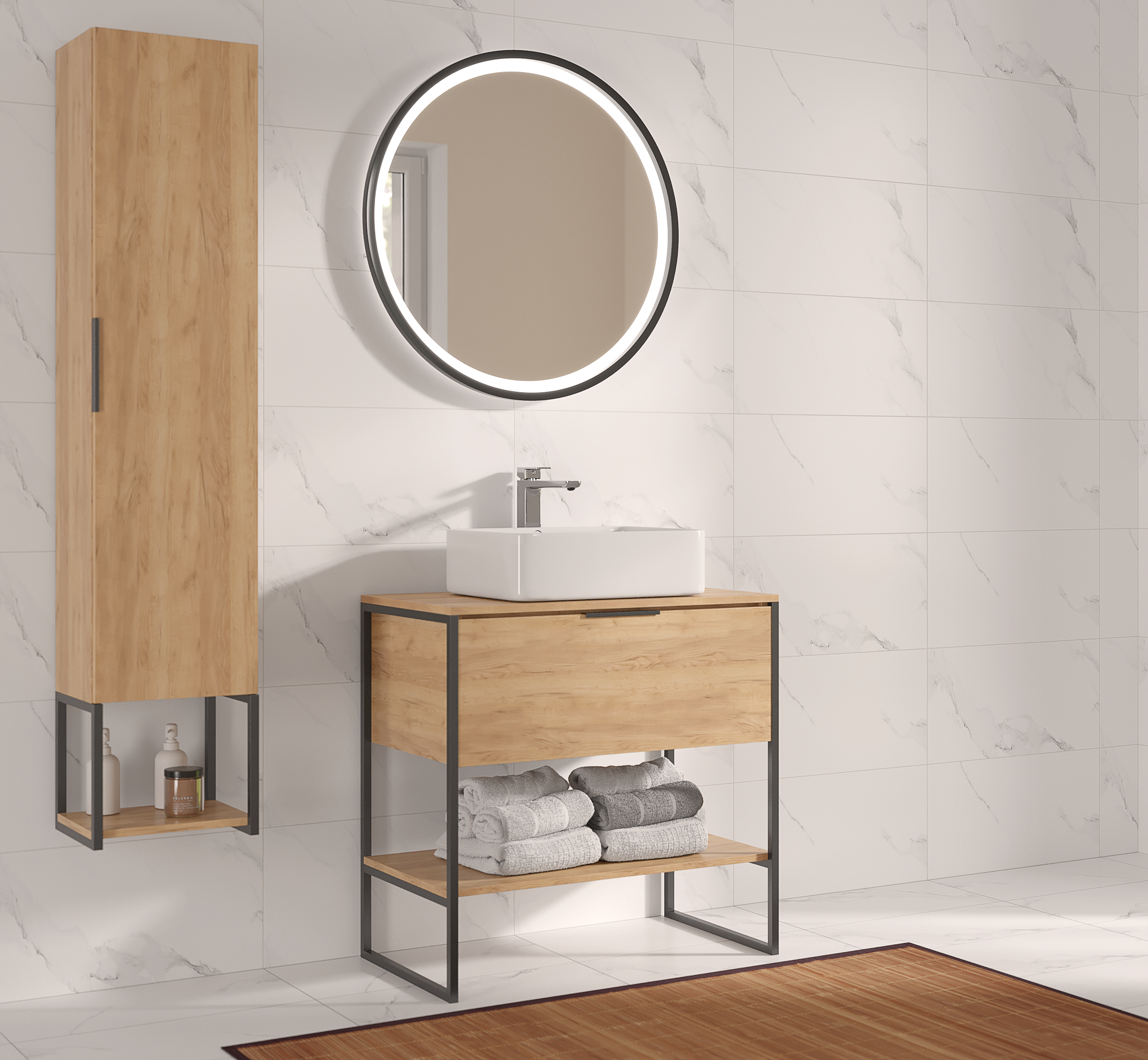 Lustro łazienkowe z wbudowanym oświetleniem RUND LED 80 X 80 VENTI - 6