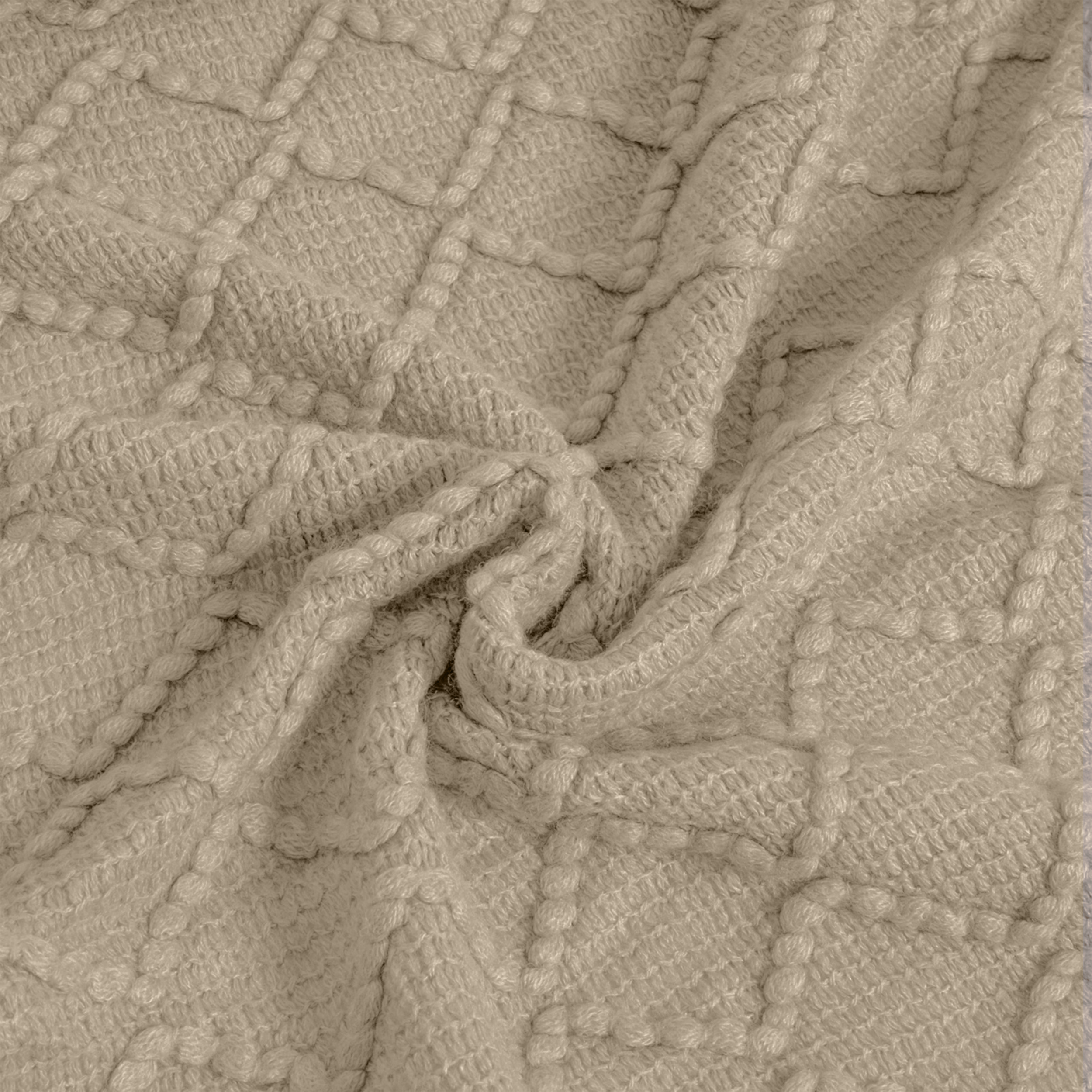 Koc Oslo beżowy z frędzlami 130 x 170 cm - 6