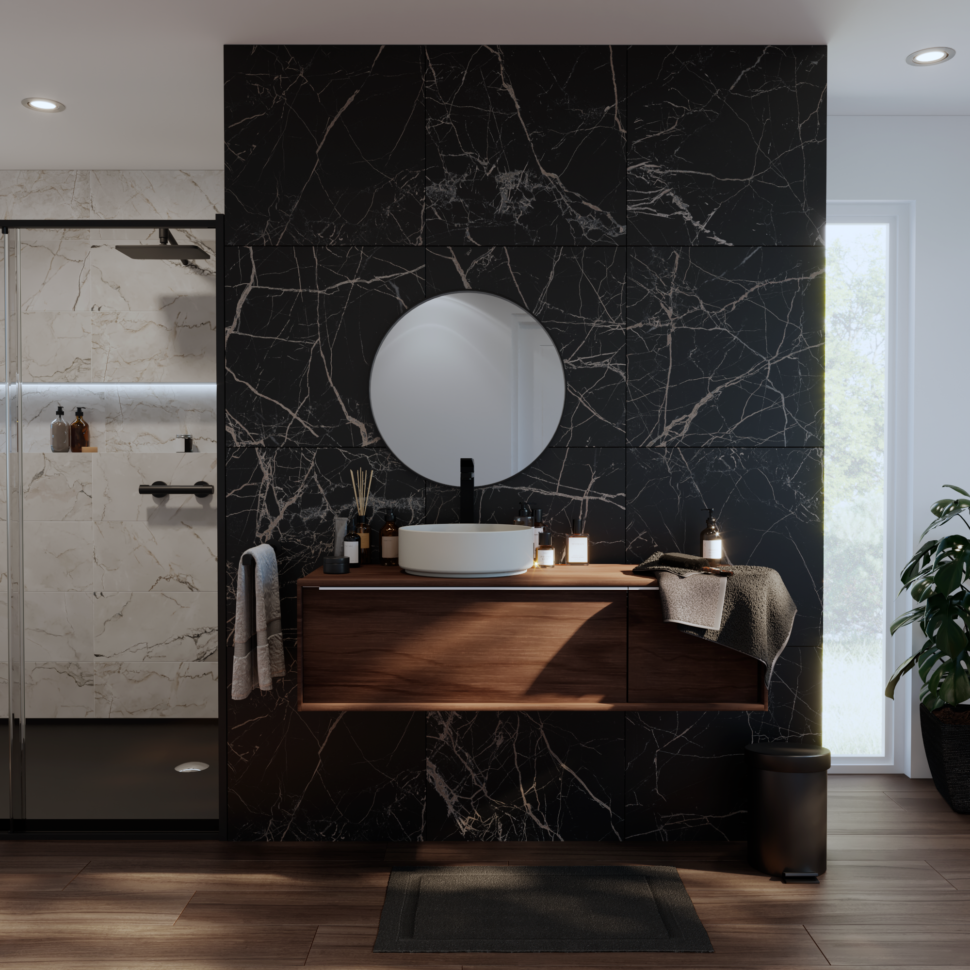 Piastrella da pavimento e rivestimento interno in gres porcellanato 60 x 60 cm rettificato smaltato nero opaco Blush traffico leggero (pei 1/5) Sp. 9 mm 1.08 mq - 5